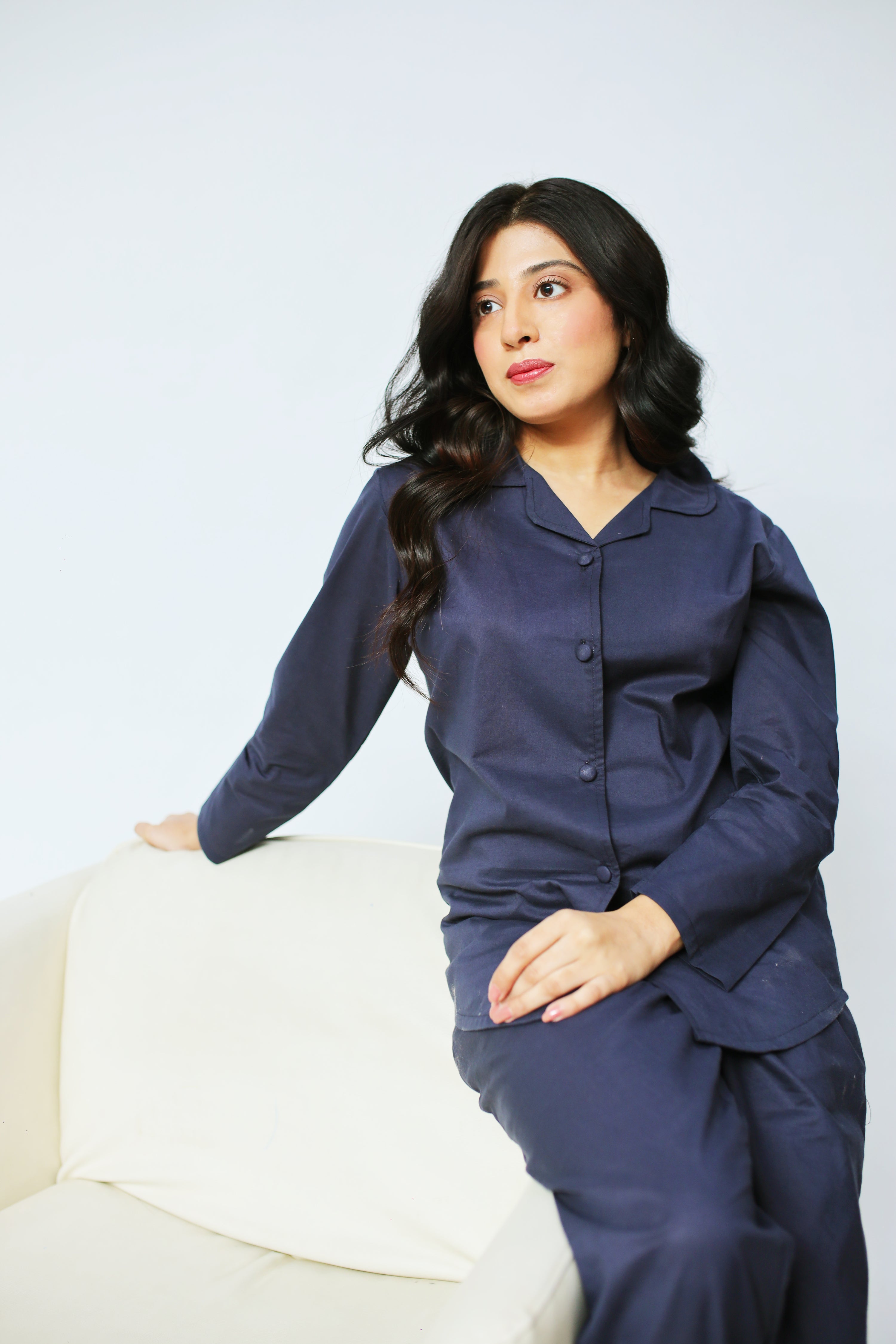 Solid Lawn PJ Set – Navy Blue