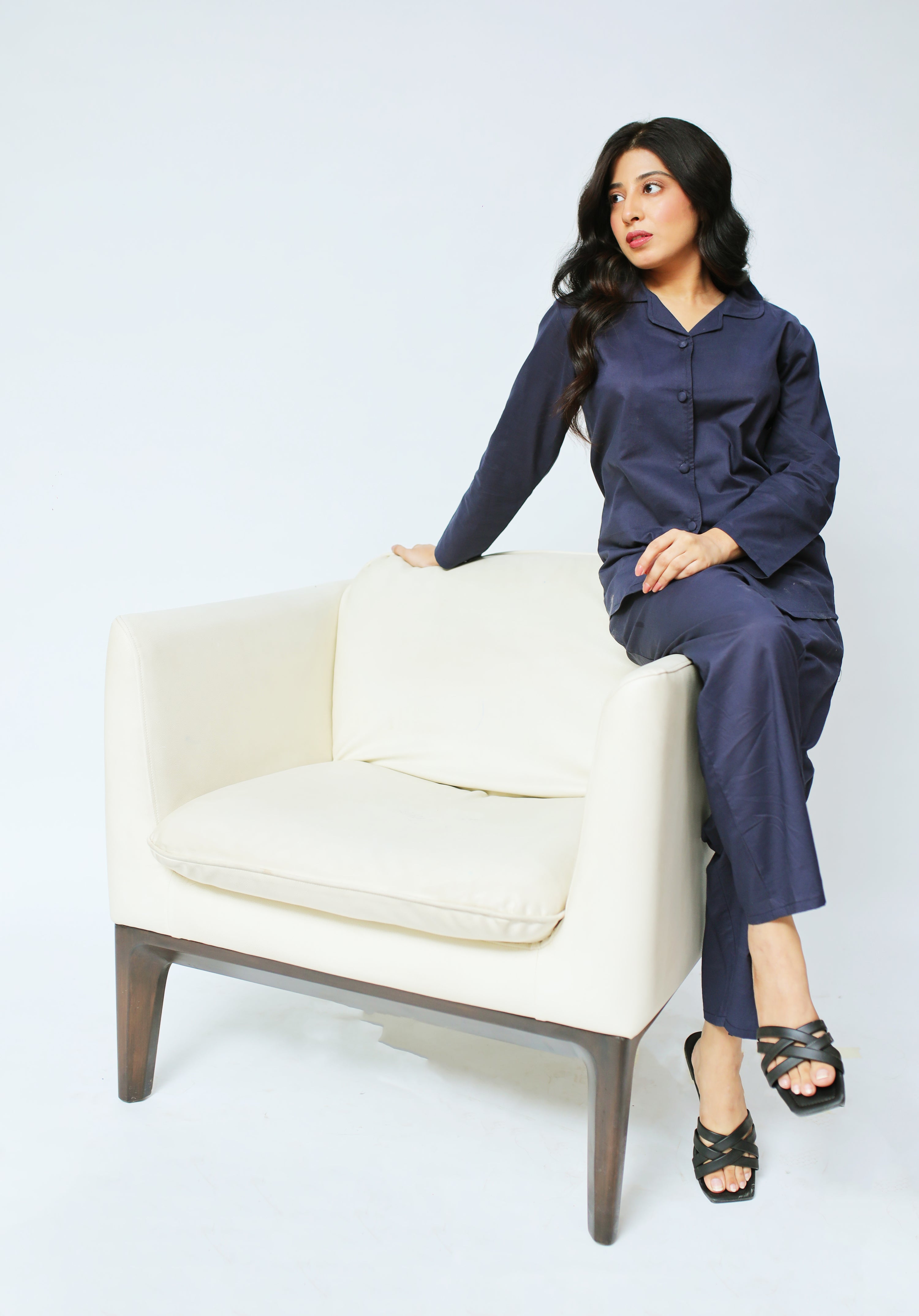 Solid Lawn PJ Set – Navy Blue