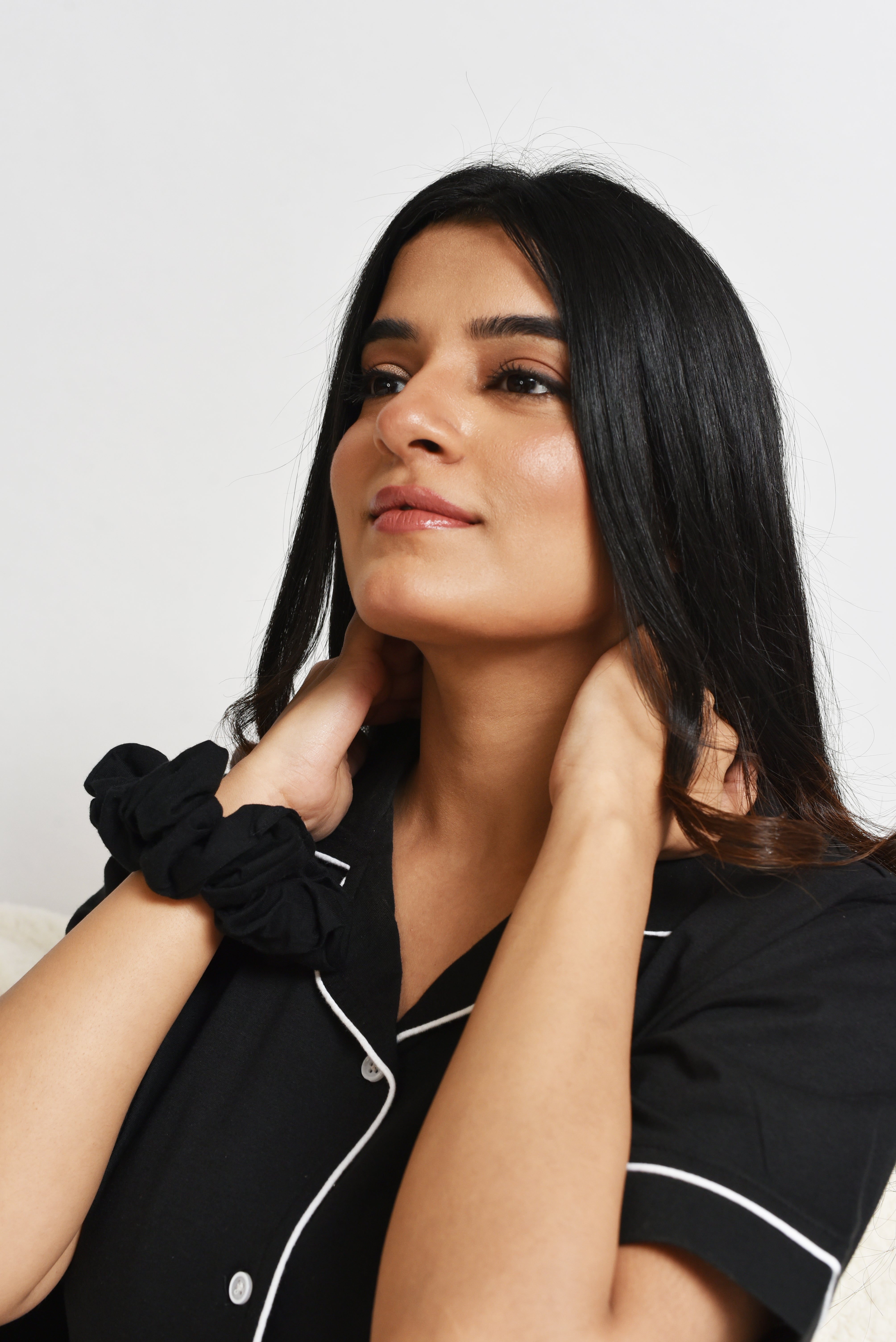 Front Open Pj Set - Black