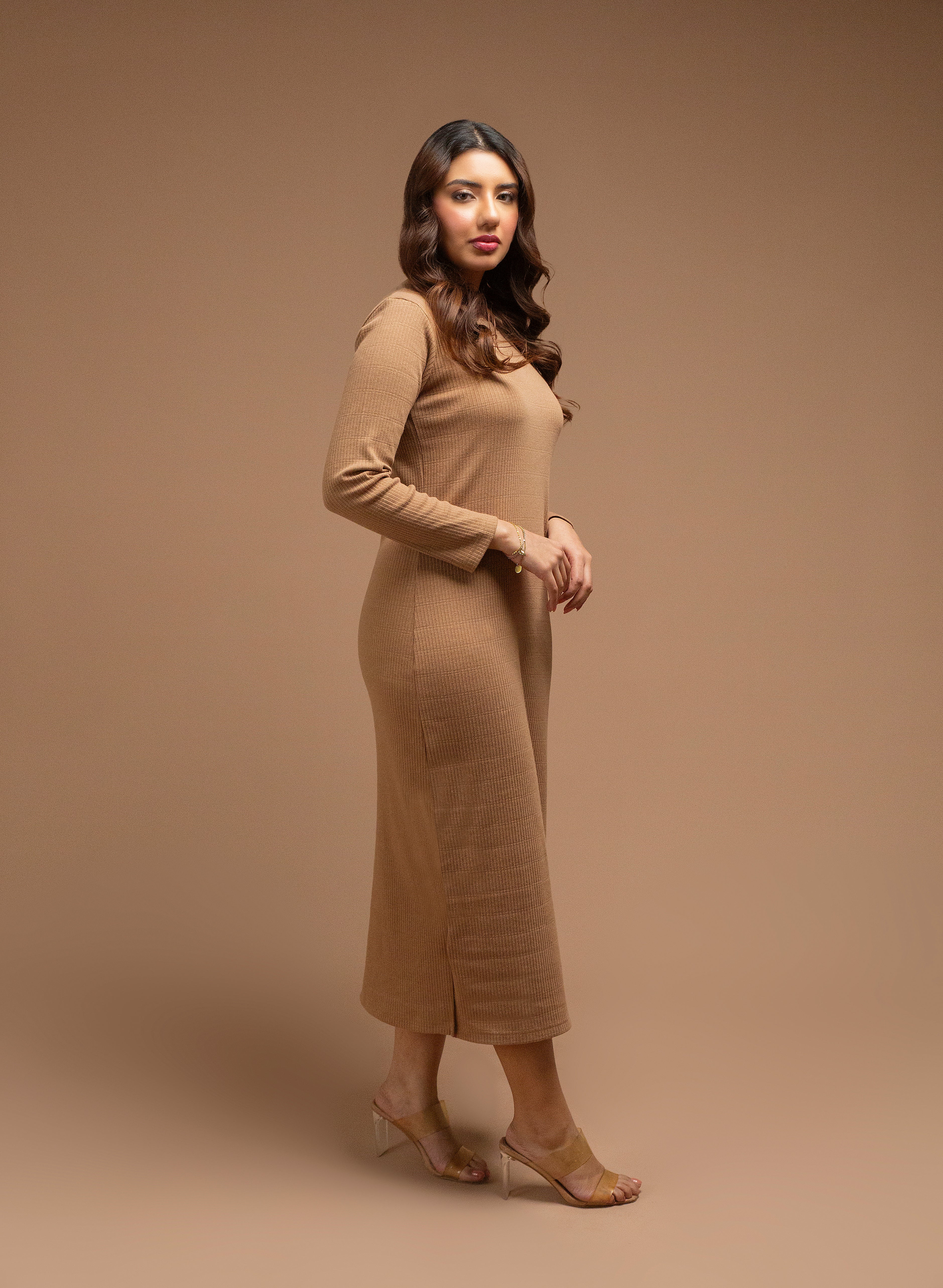 Basic Rib Bodycon - Brown
