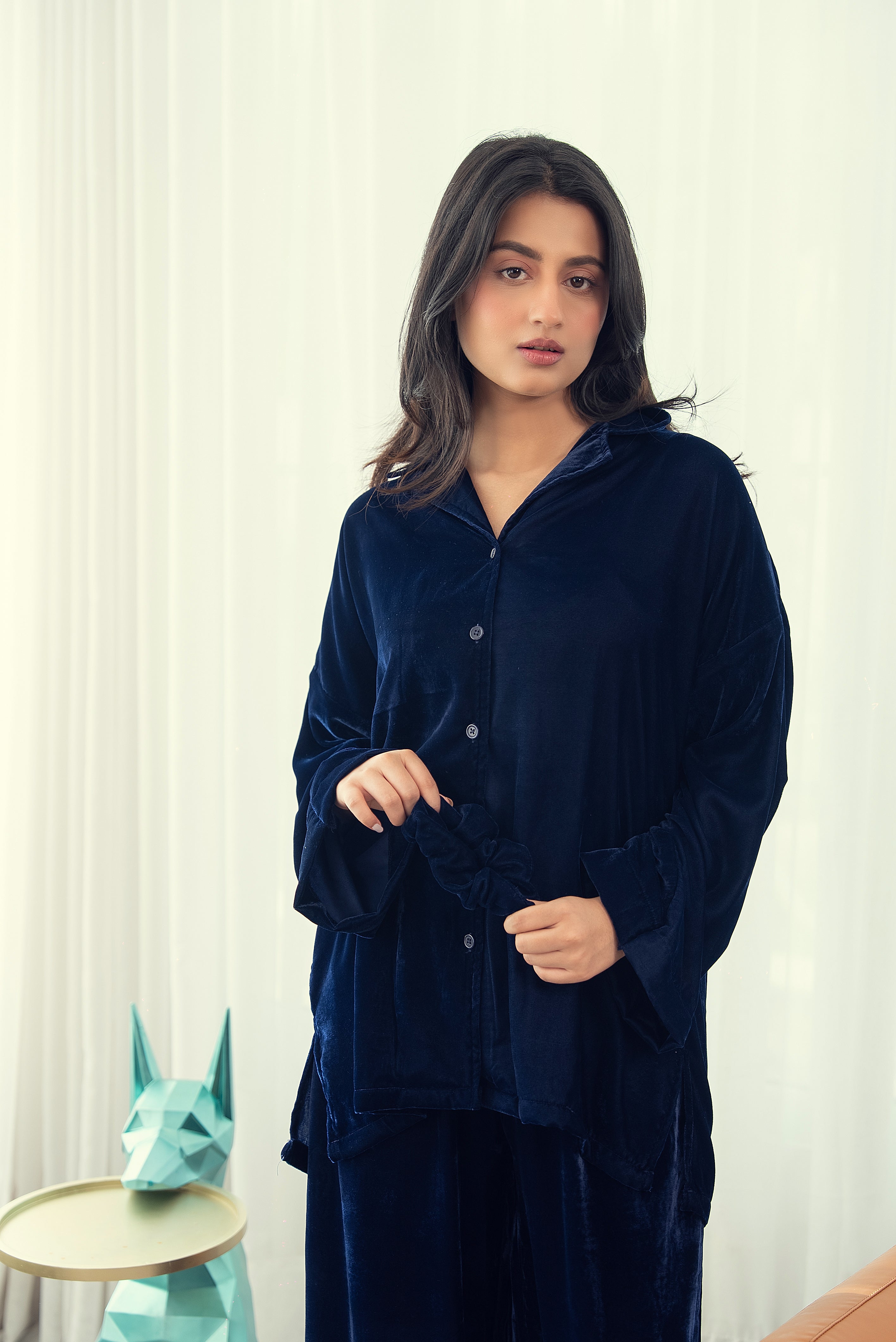Winter Sky – Navy Velvet PJ Set