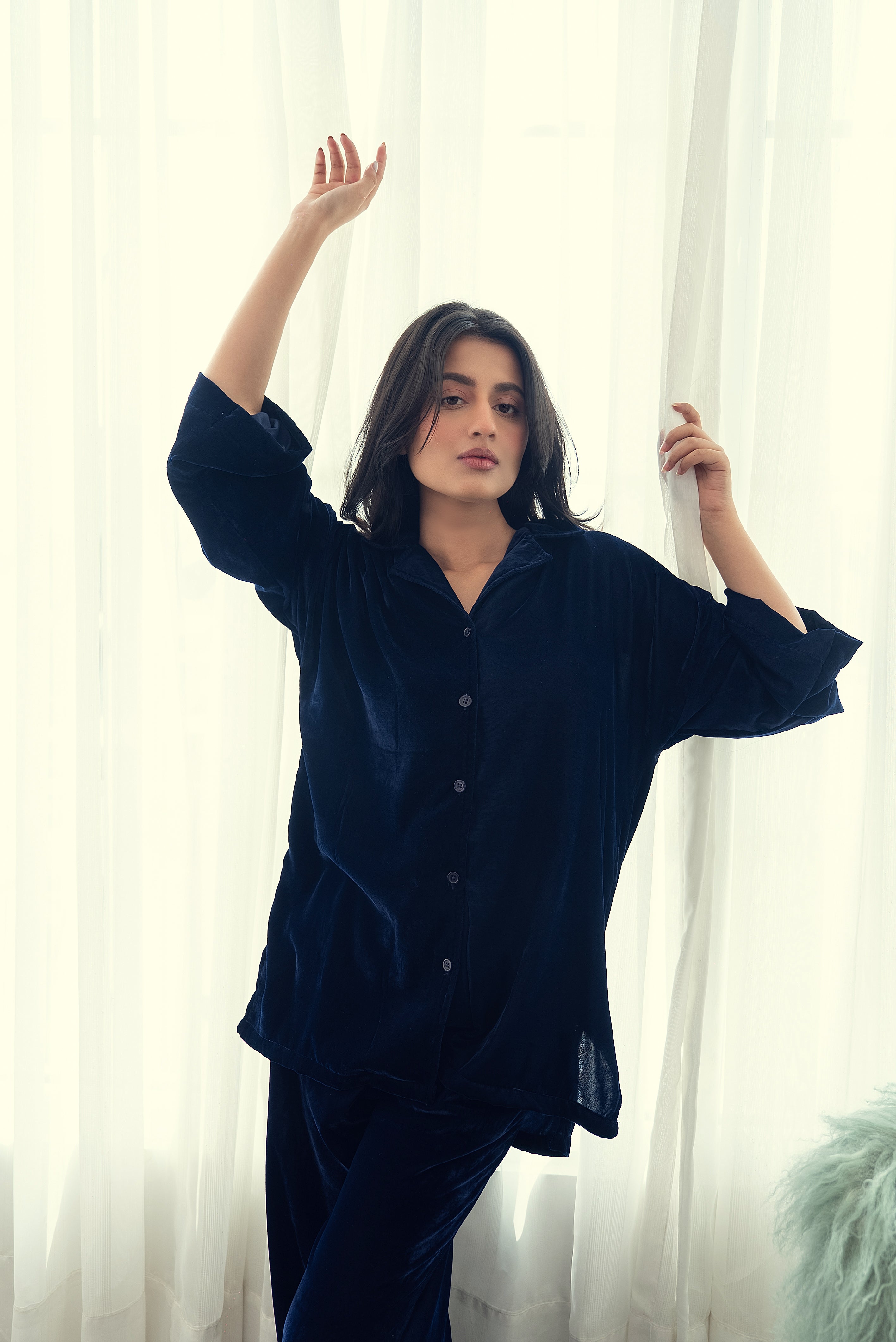 Winter Sky – Navy Velvet PJ Set