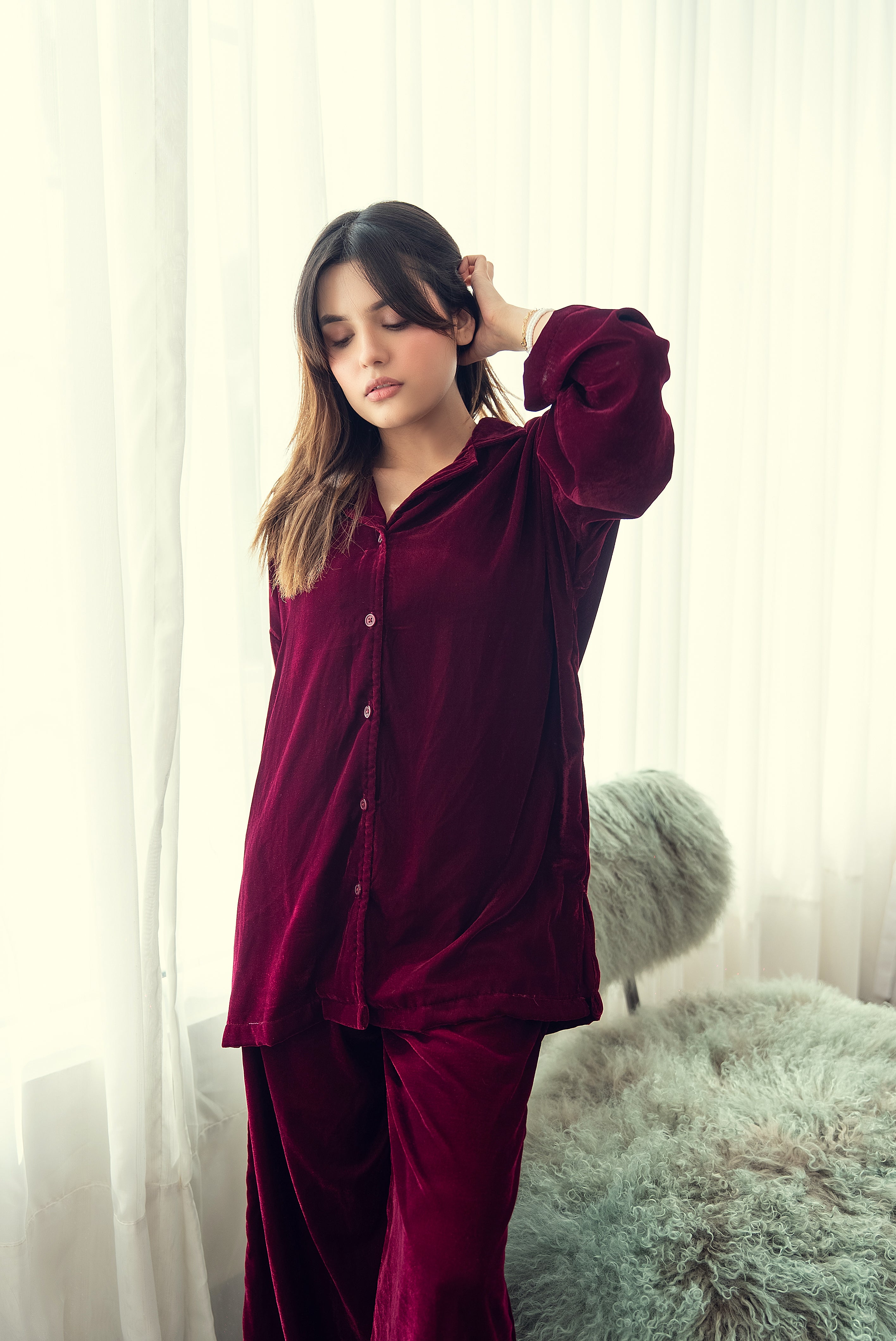 Velvet Rouge – Maroon PJ Set