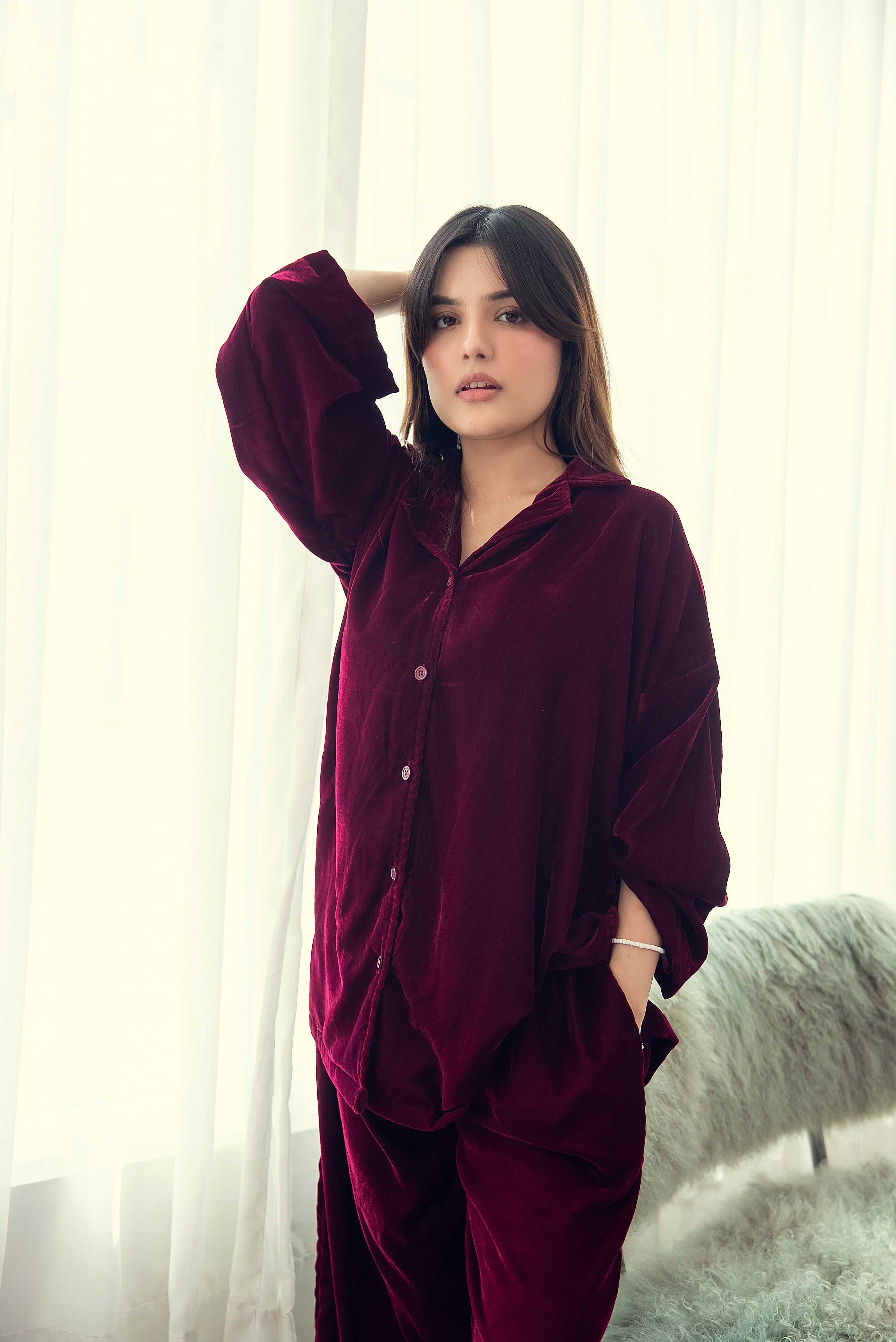 Velvet Rouge – Maroon PJ Set