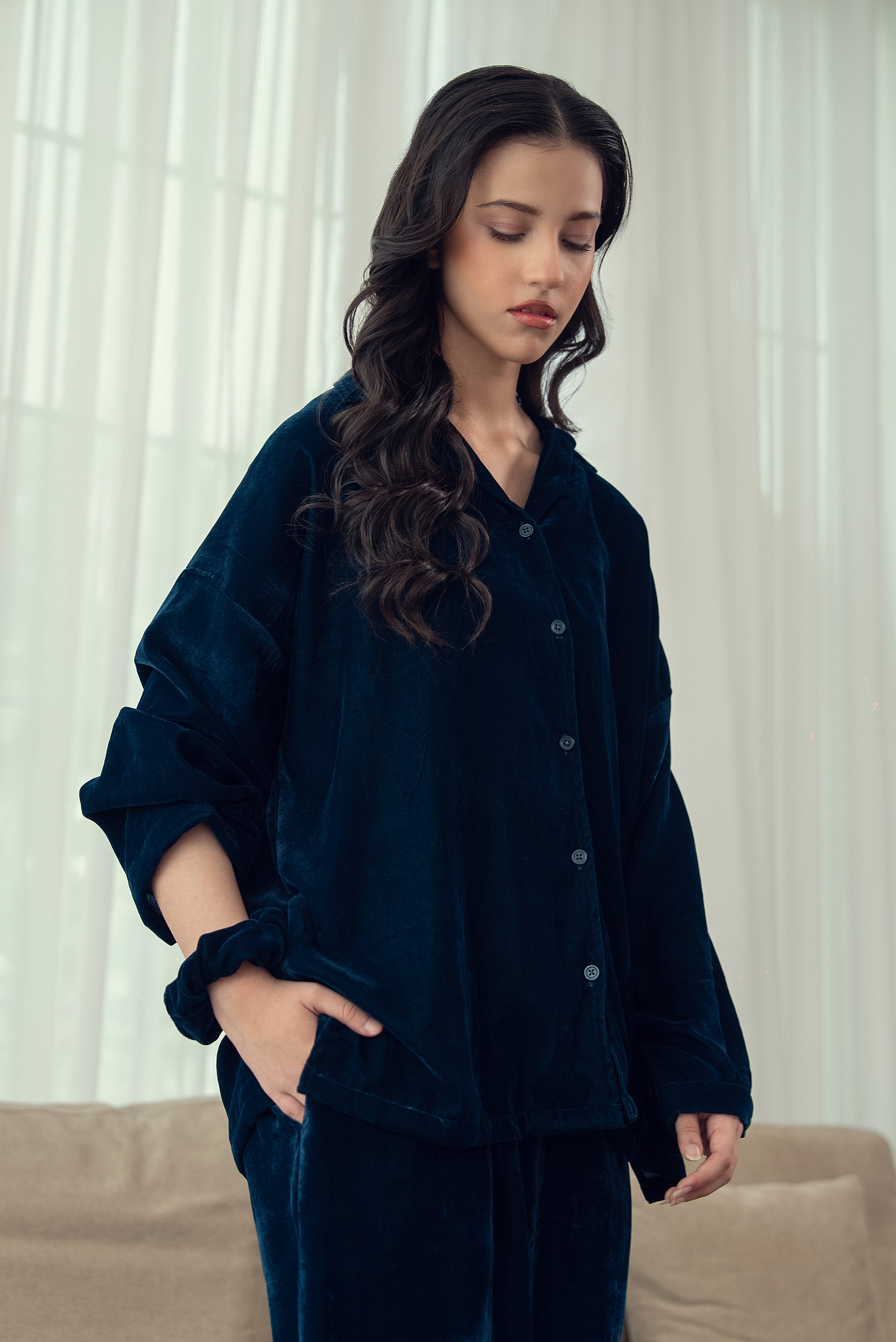 Emerald Glow – Velvet Nightwear Set