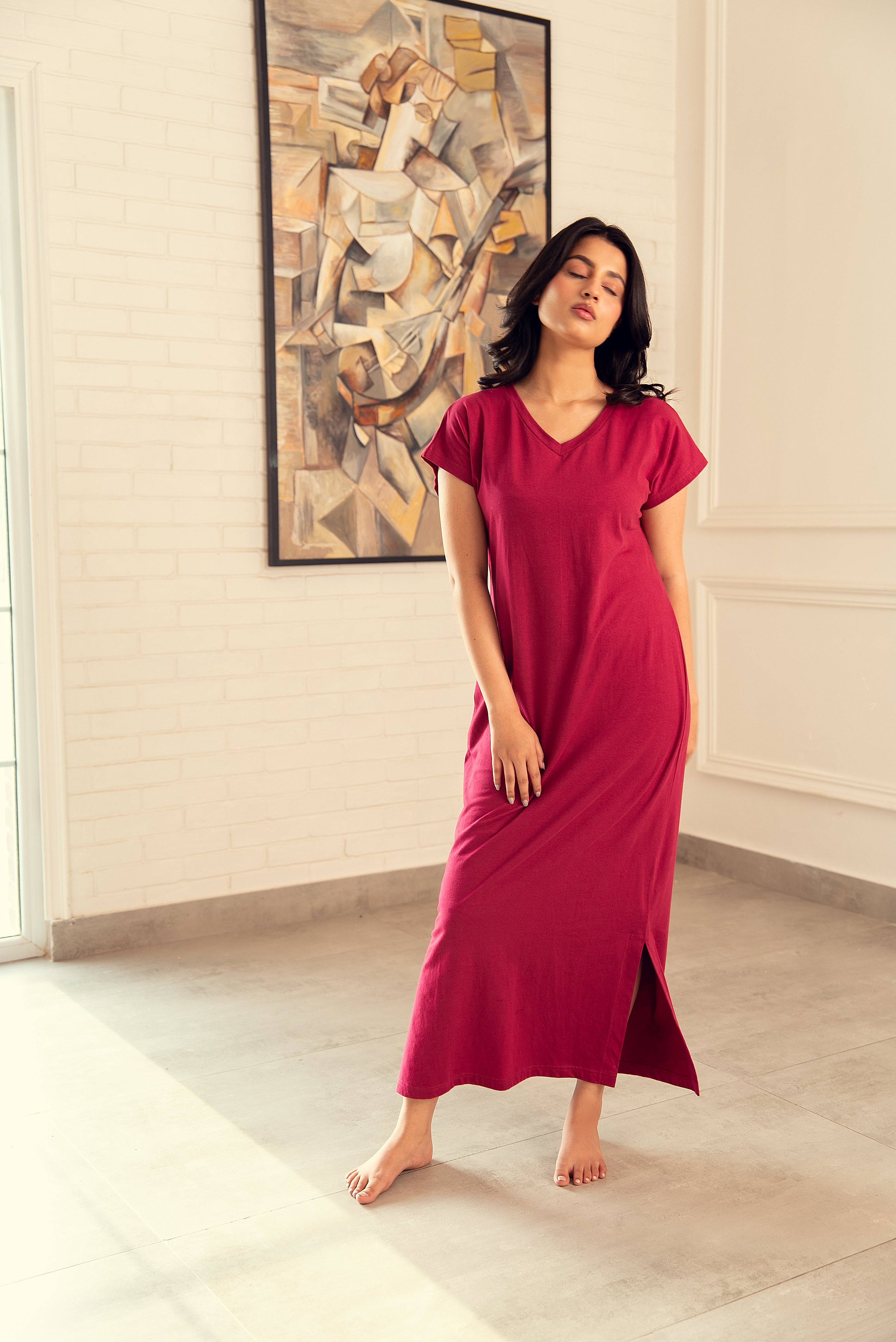 Maroon Serenity - Nightdress