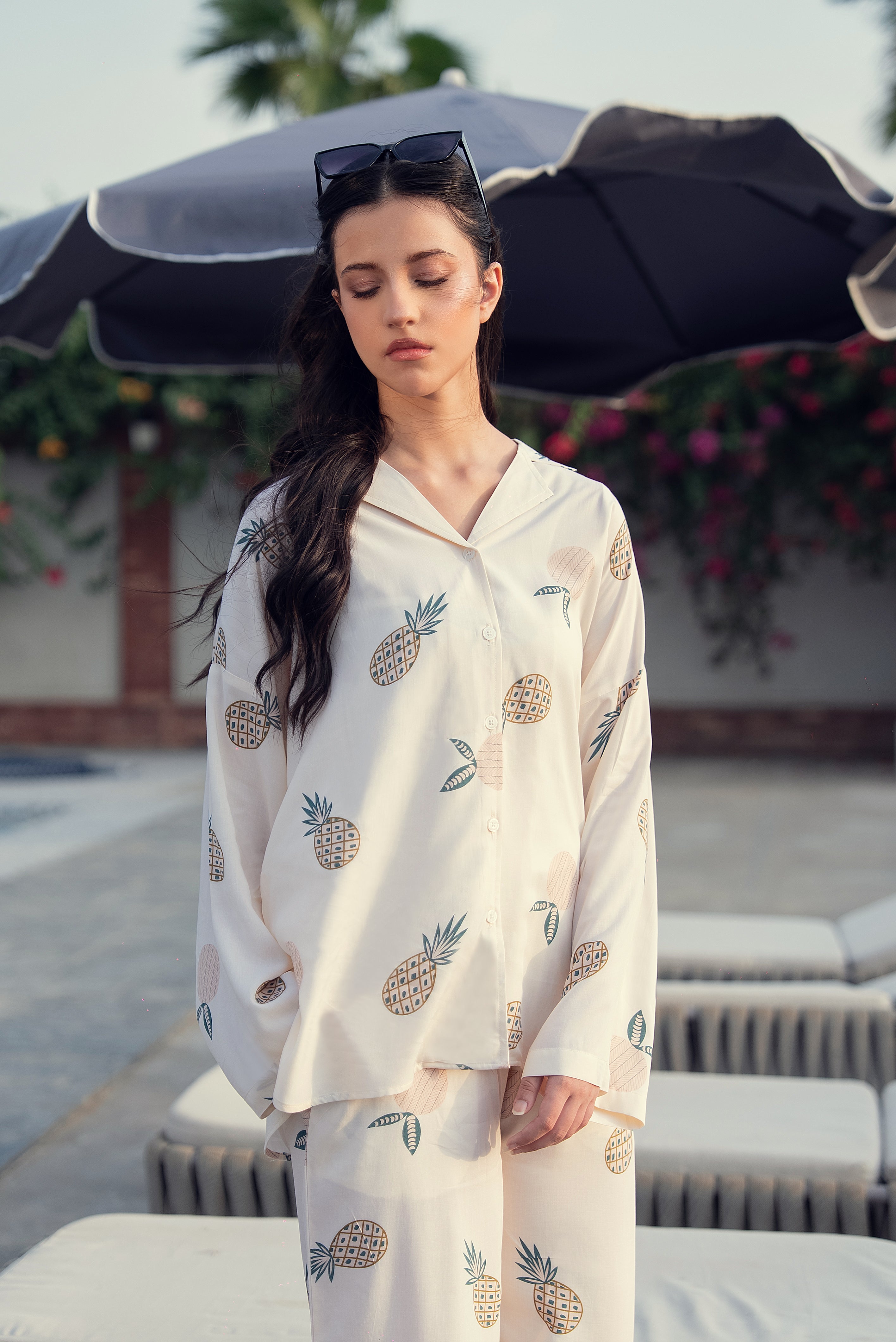 Golden Pineapple Glow - Linen Nightwear