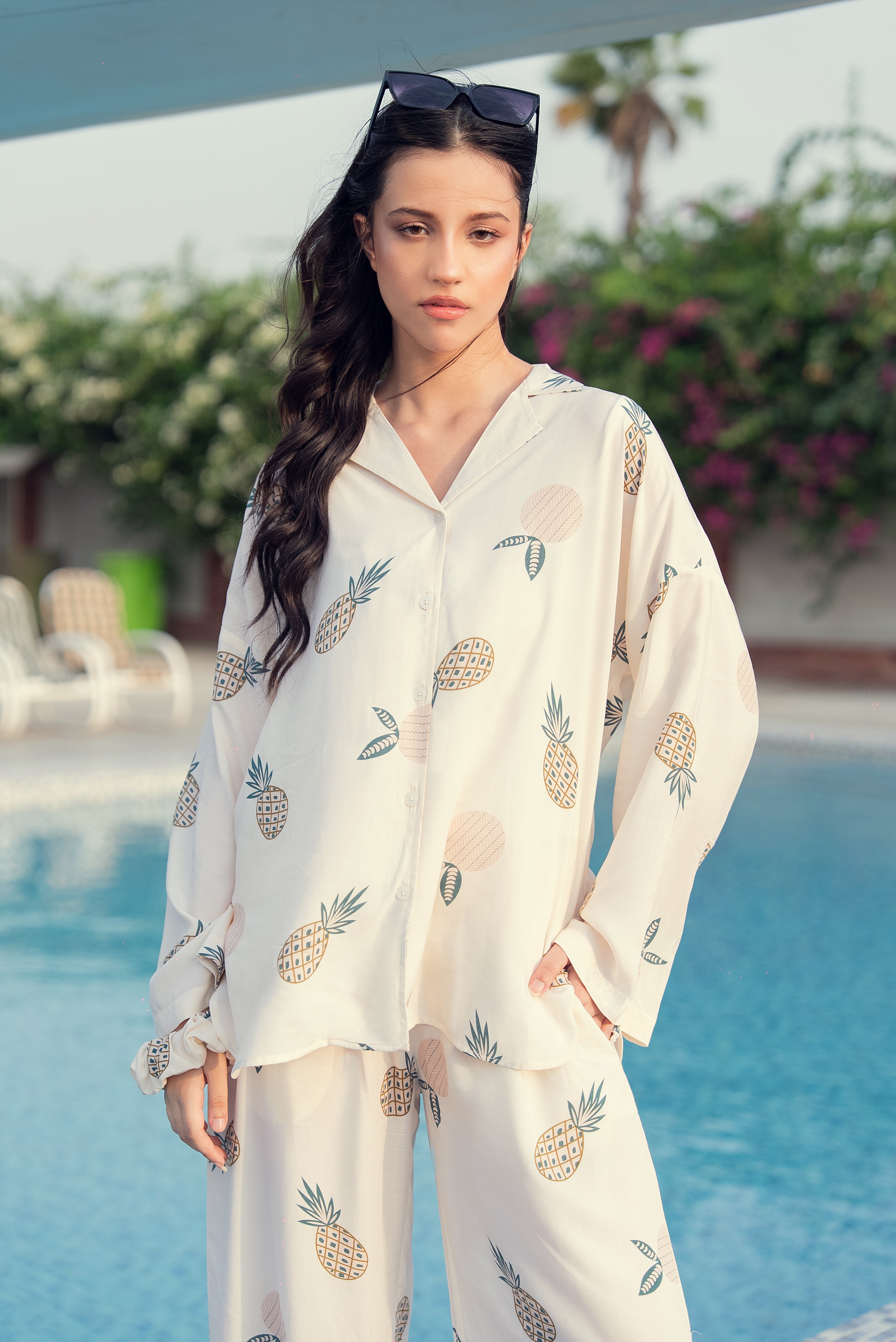 Golden Pineapple Glow - Linen Nightwear