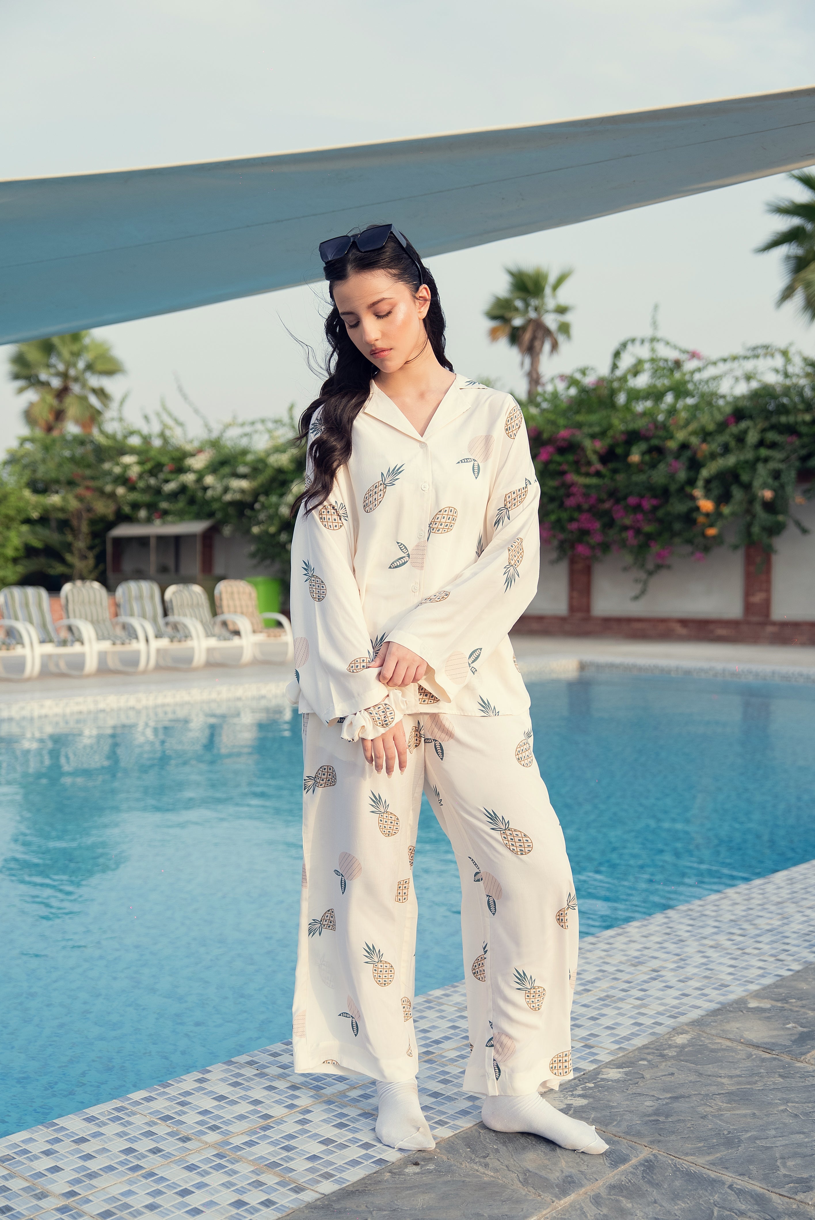 Golden Pineapple Glow - Linen Nightwear