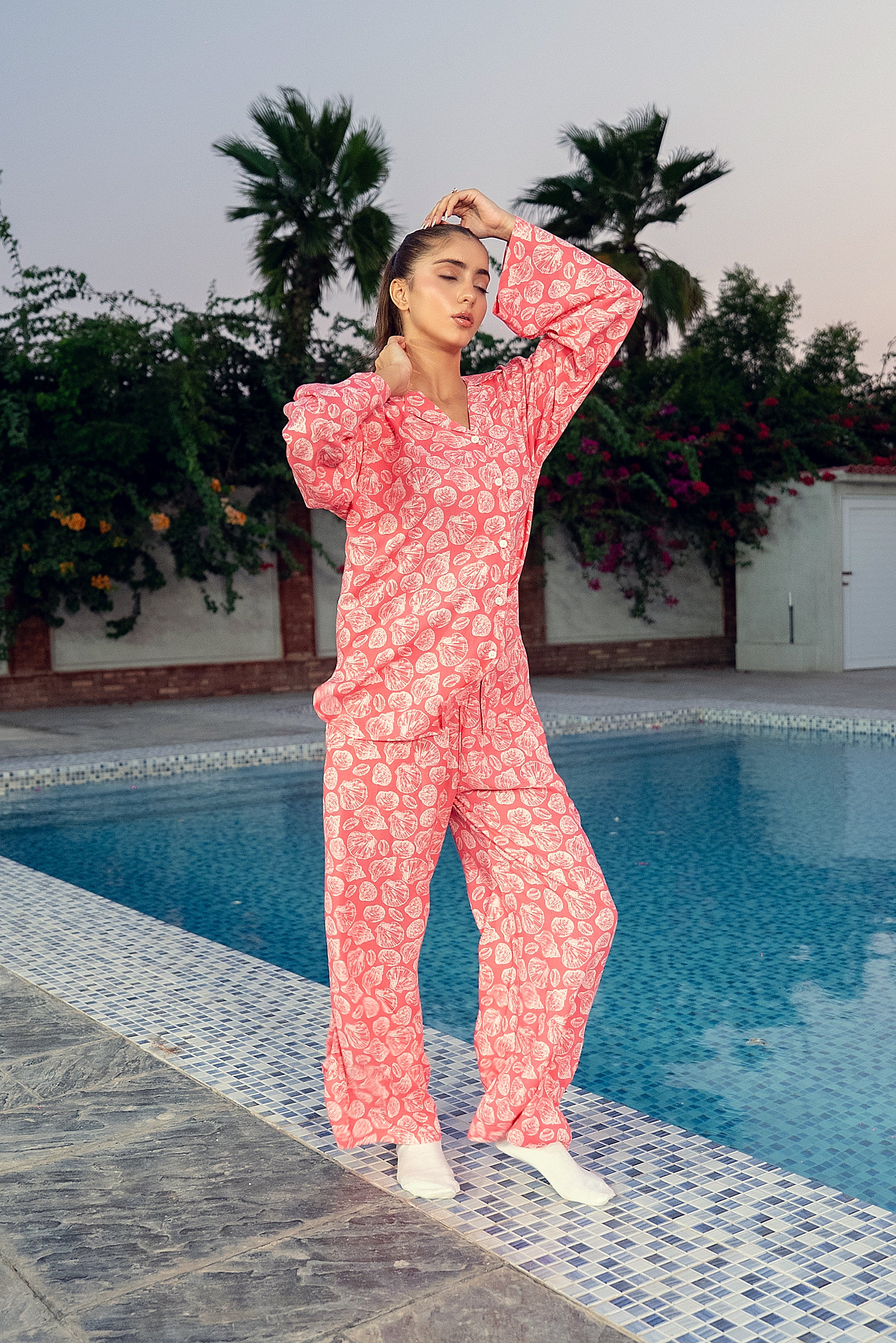 Pink Linen Shell Nightwear