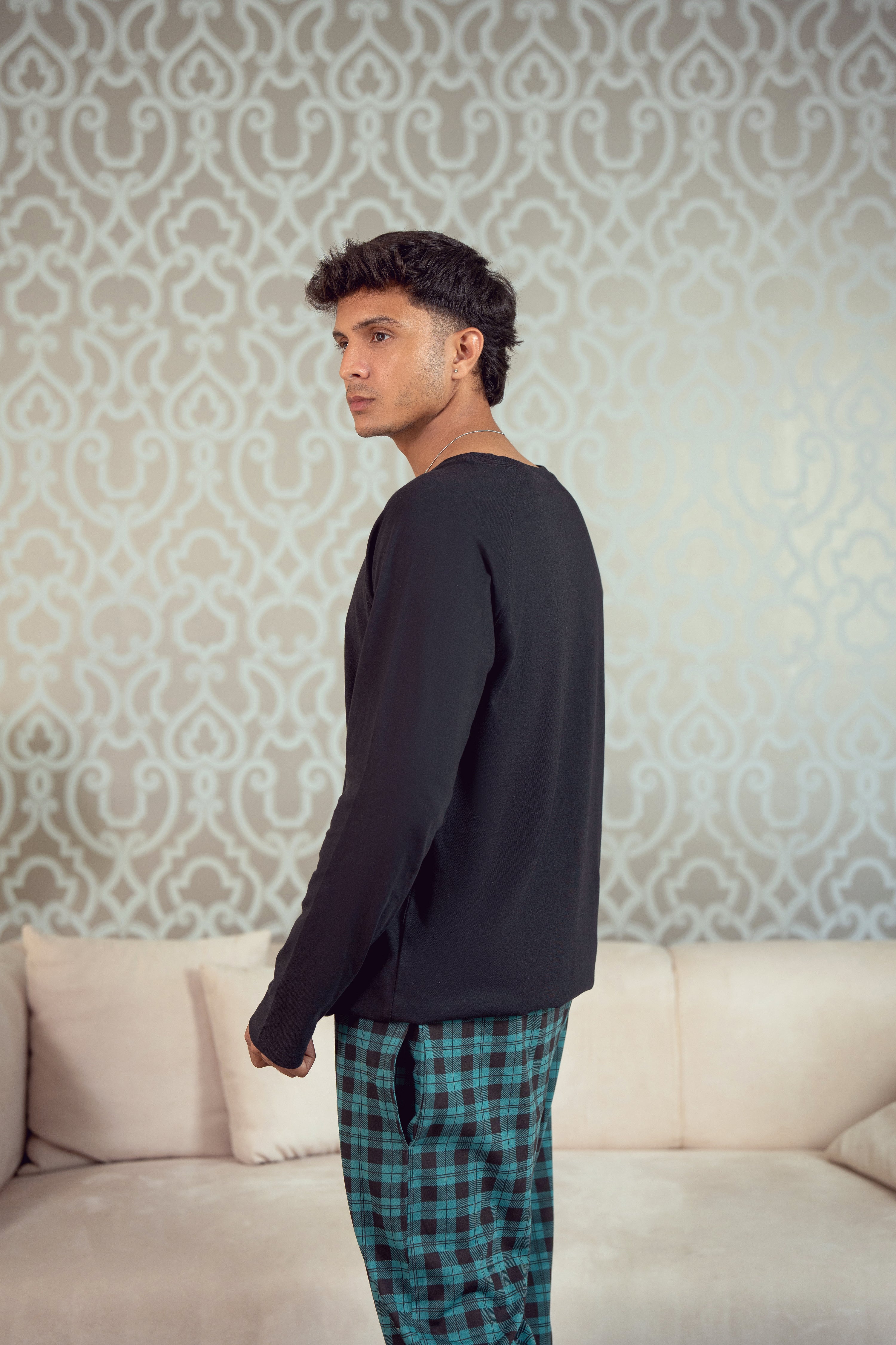 Men's Checked Nightwear – Green