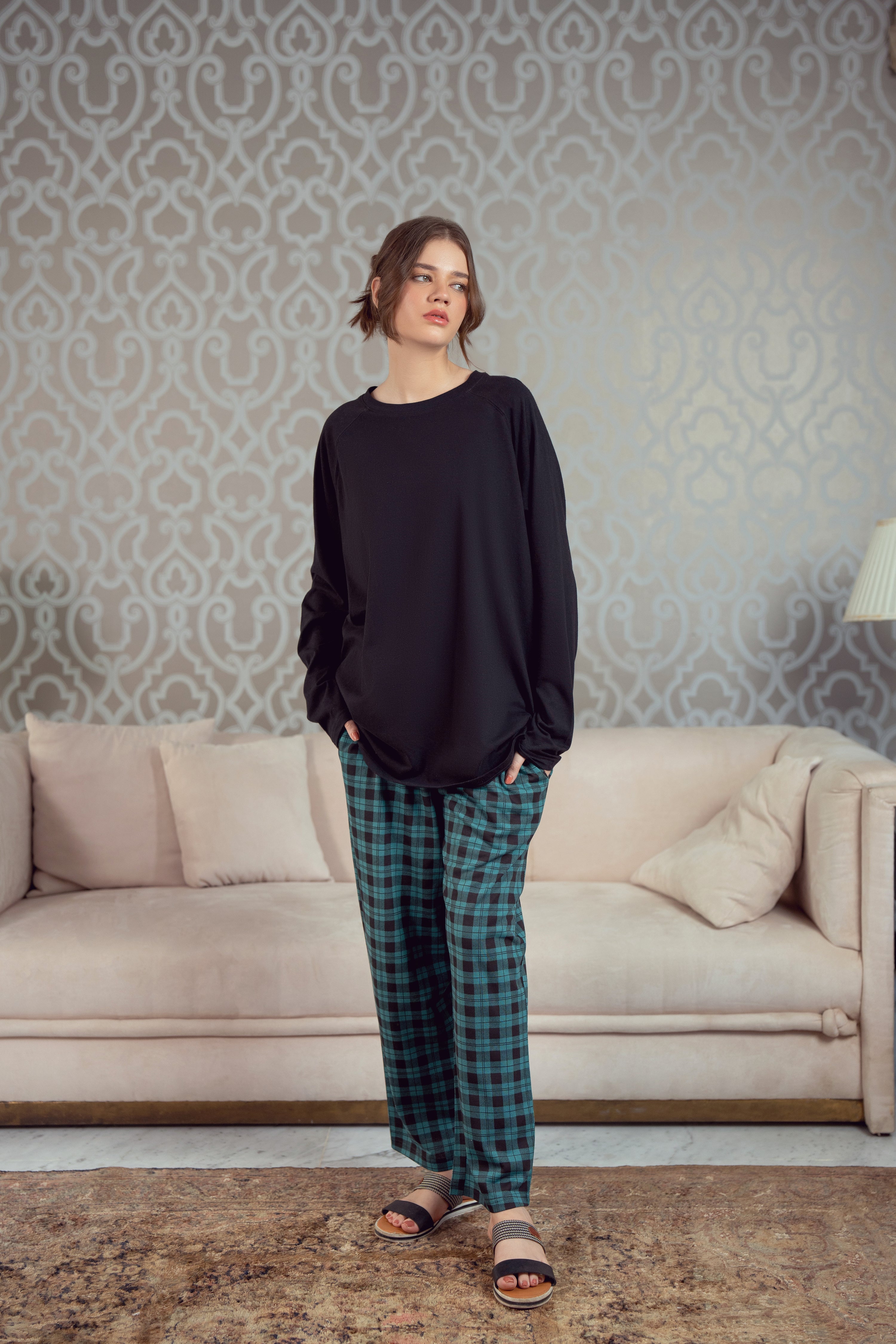 Women's Checked Nightwear – Green