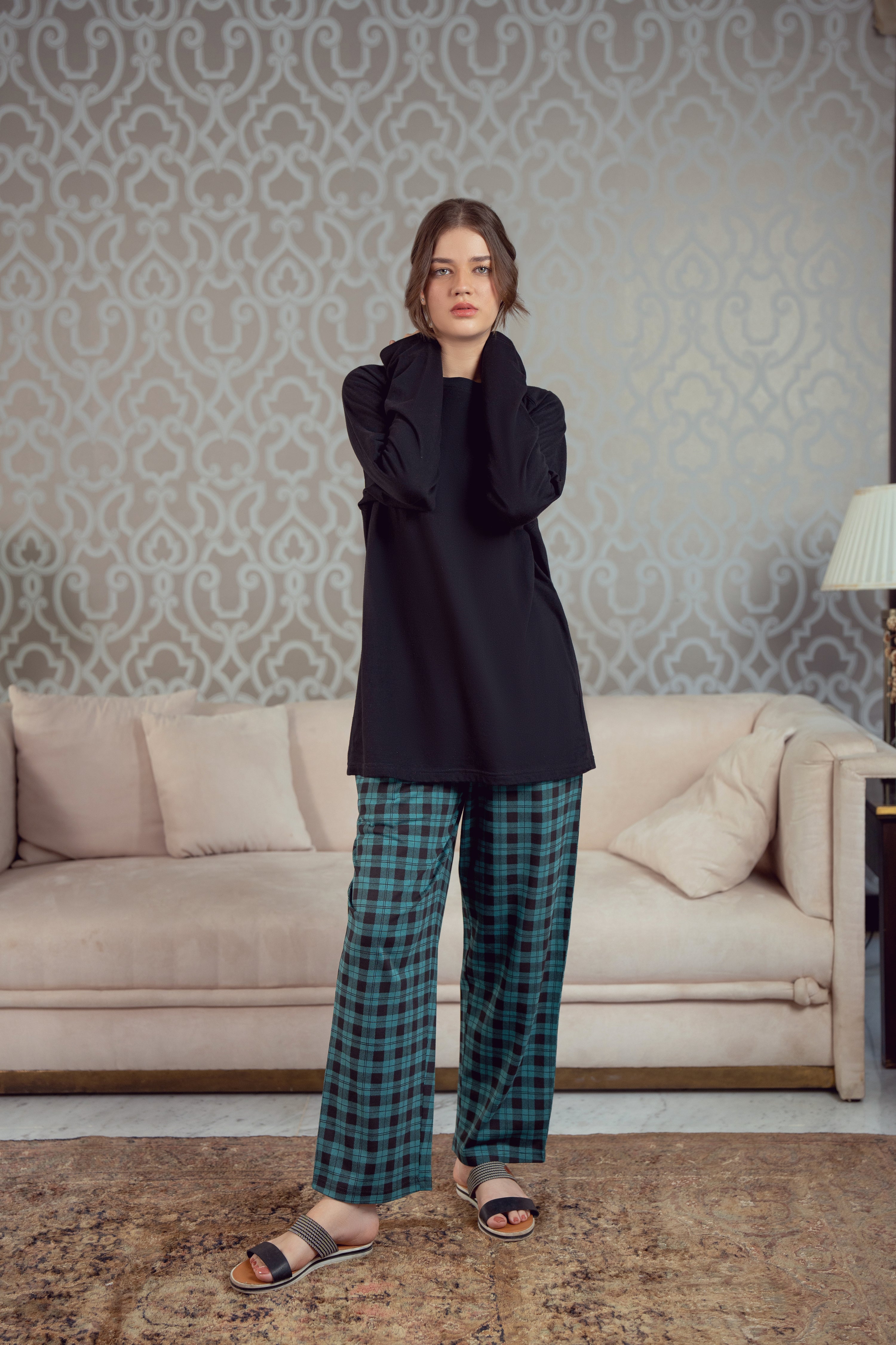 Women's Checked Nightwear – Green