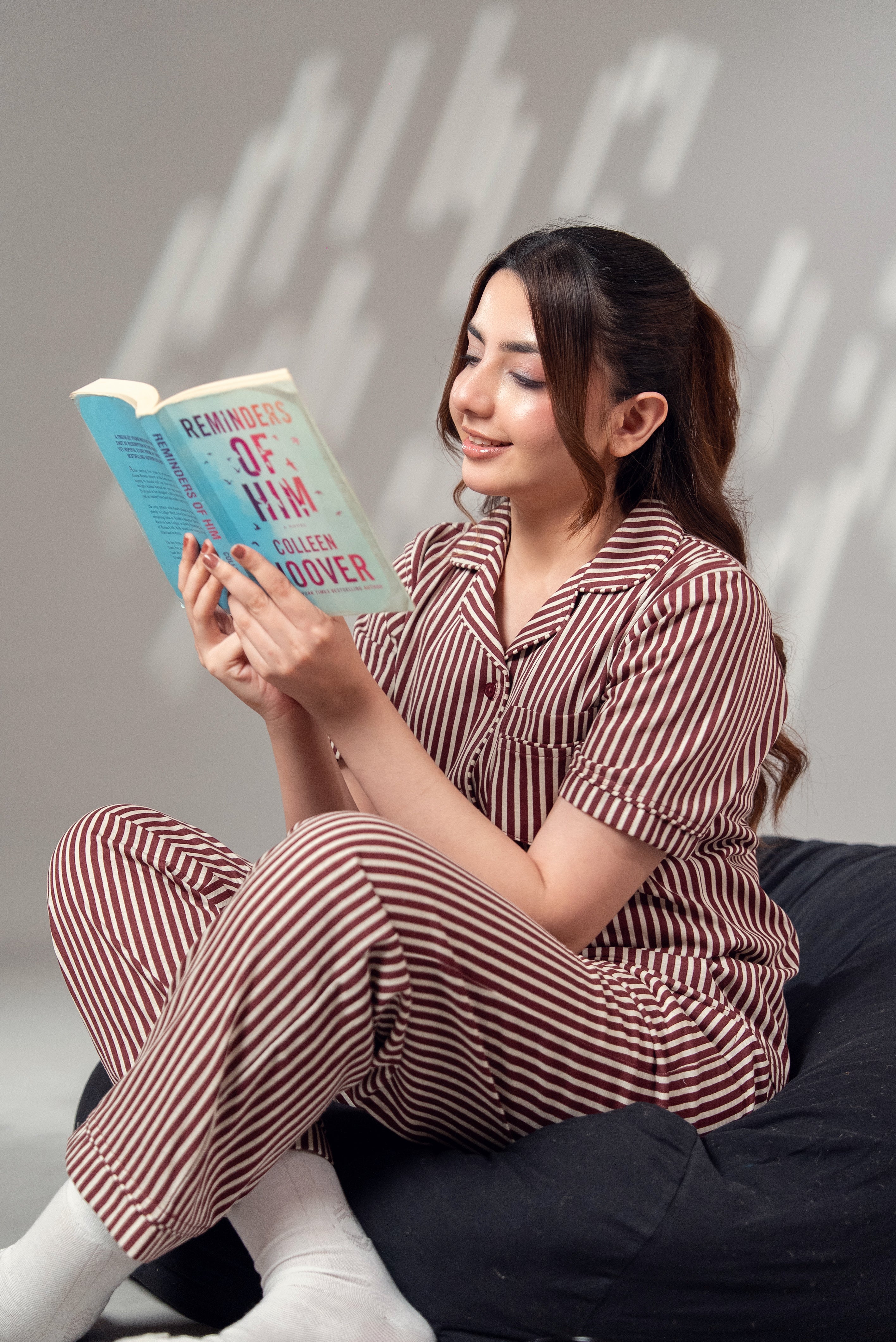 Maroon streak PJ Set