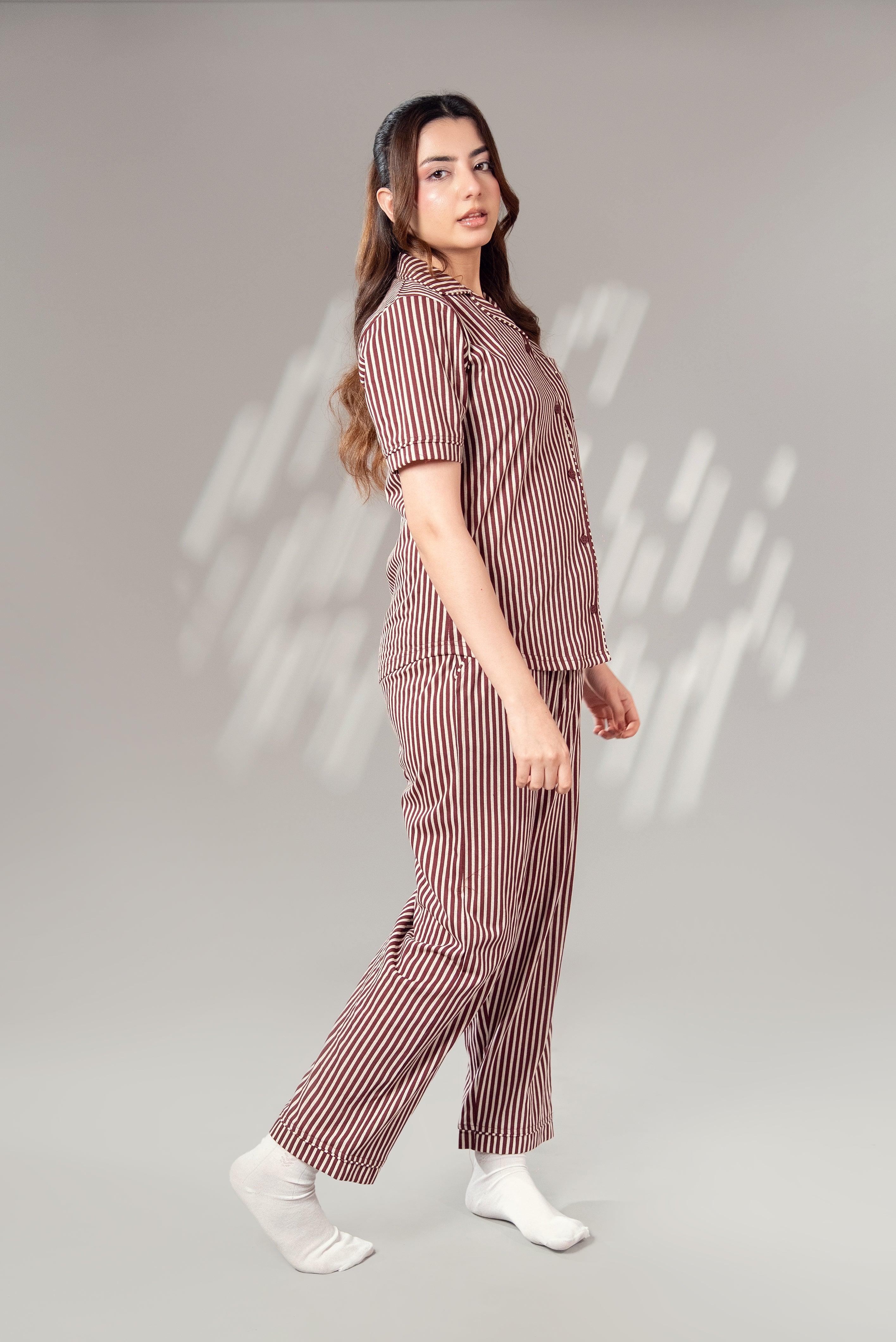 Maroon streak PJ Set