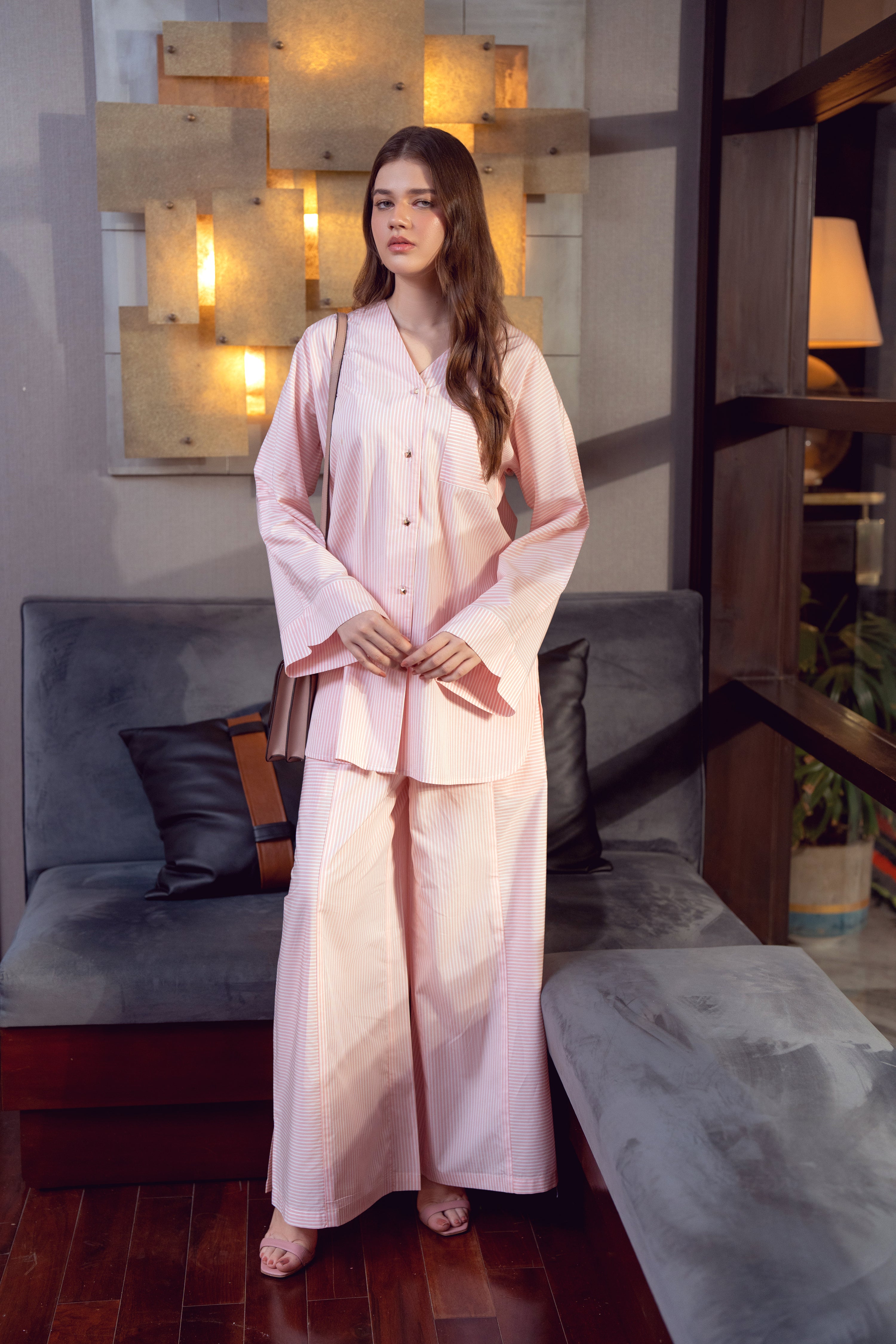 Striped Co-Ord Set - Peach