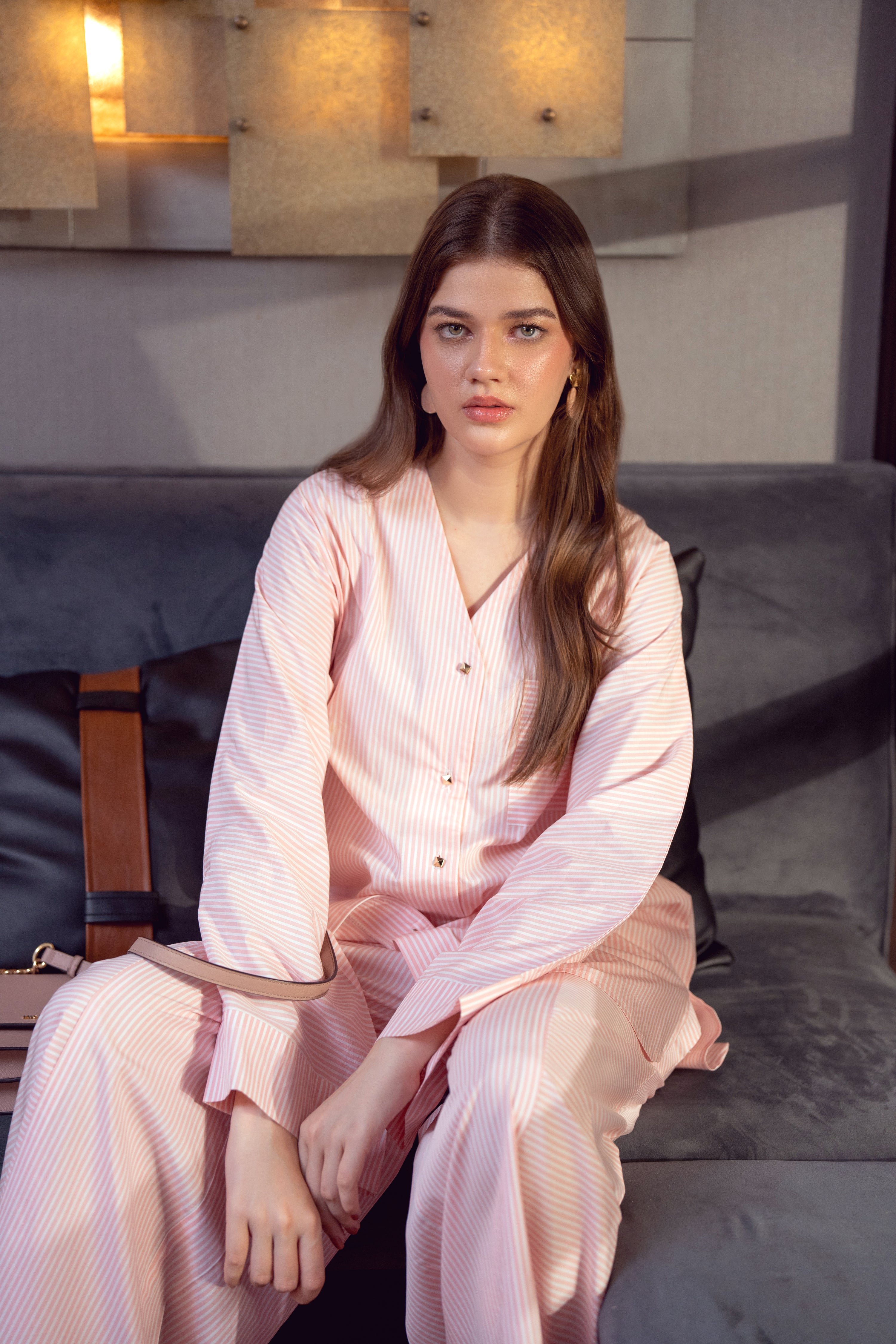 Striped Co-Ord Set - Peach