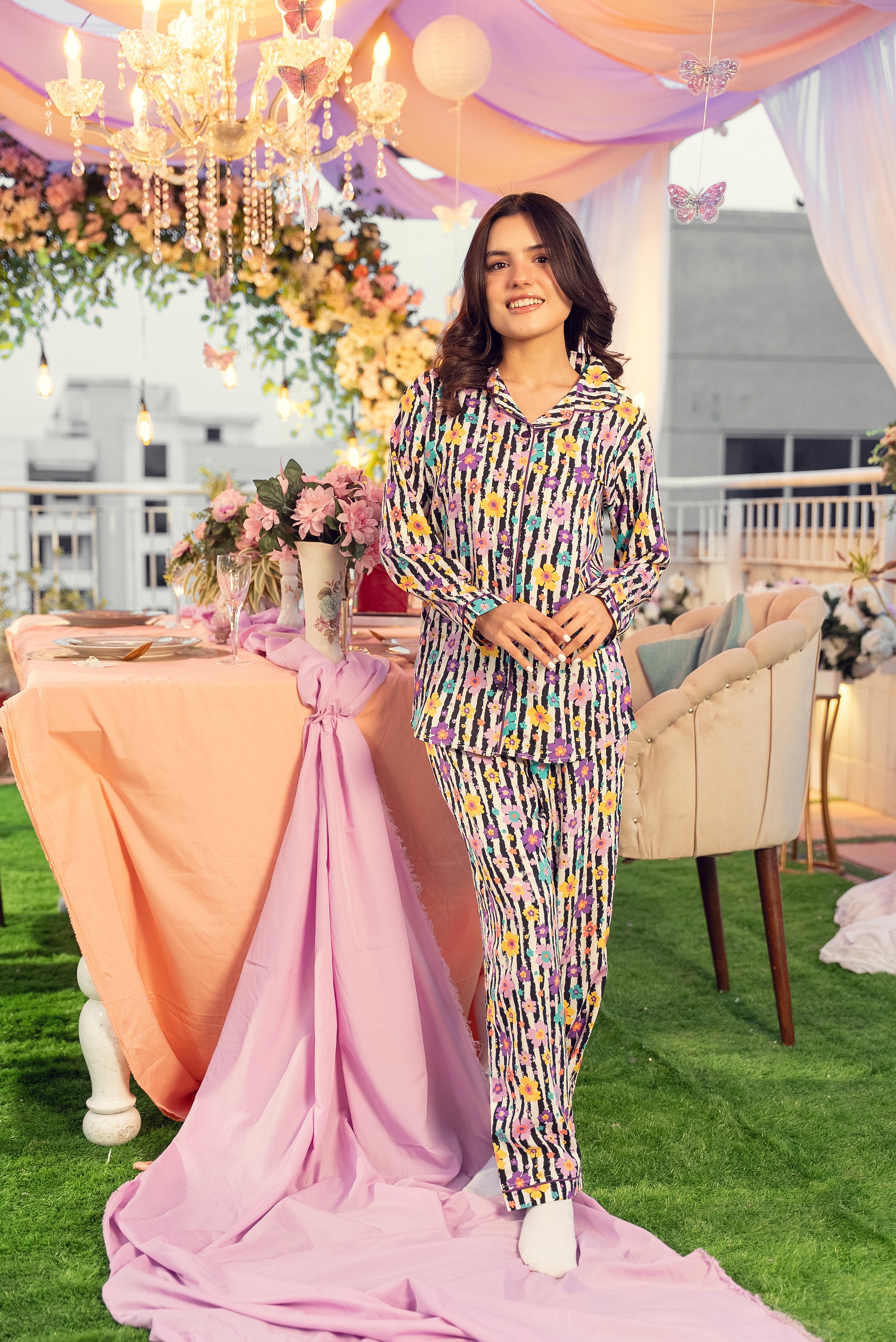 Floral Linen Pajama Set