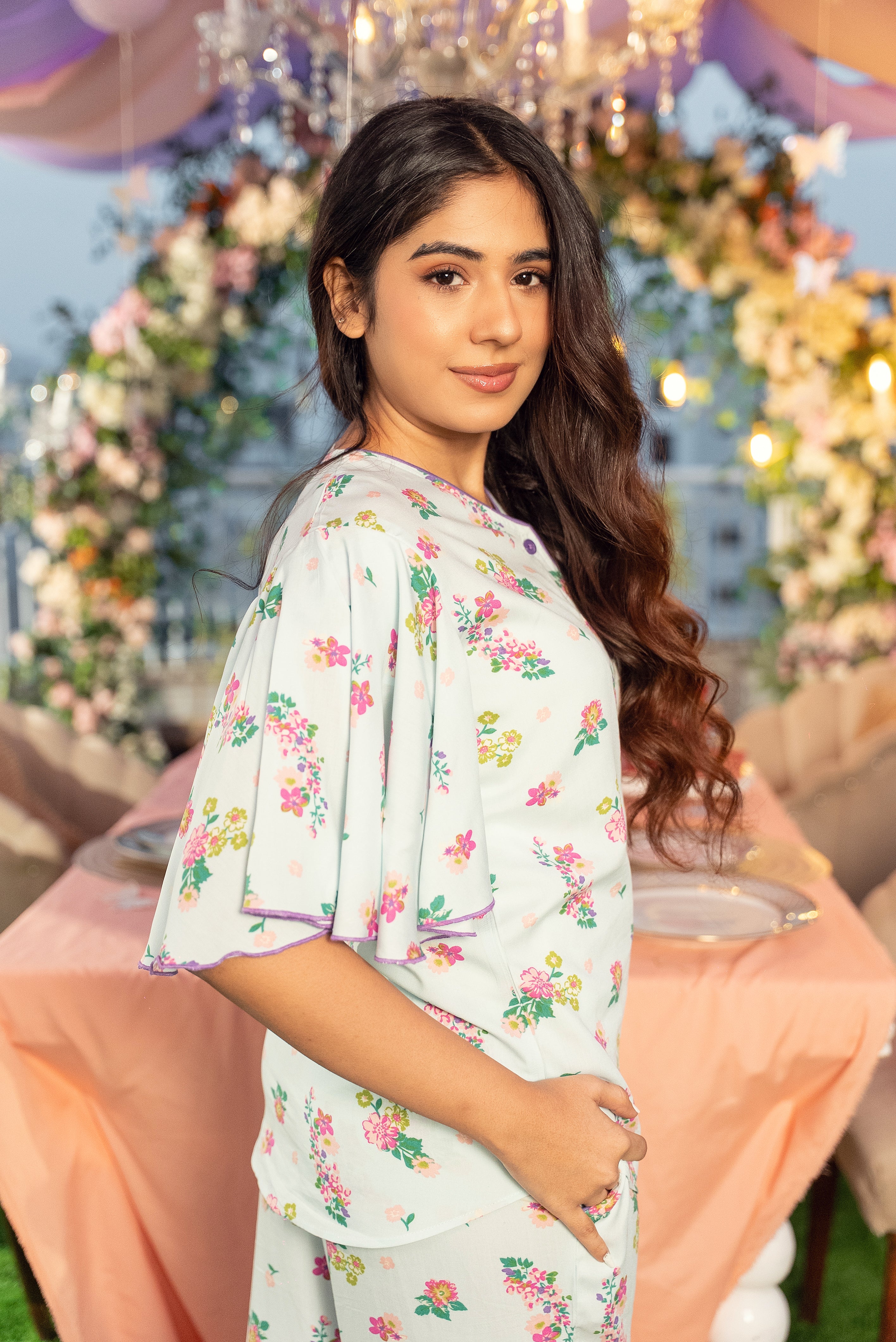 Ice Bloom Linen pajama set