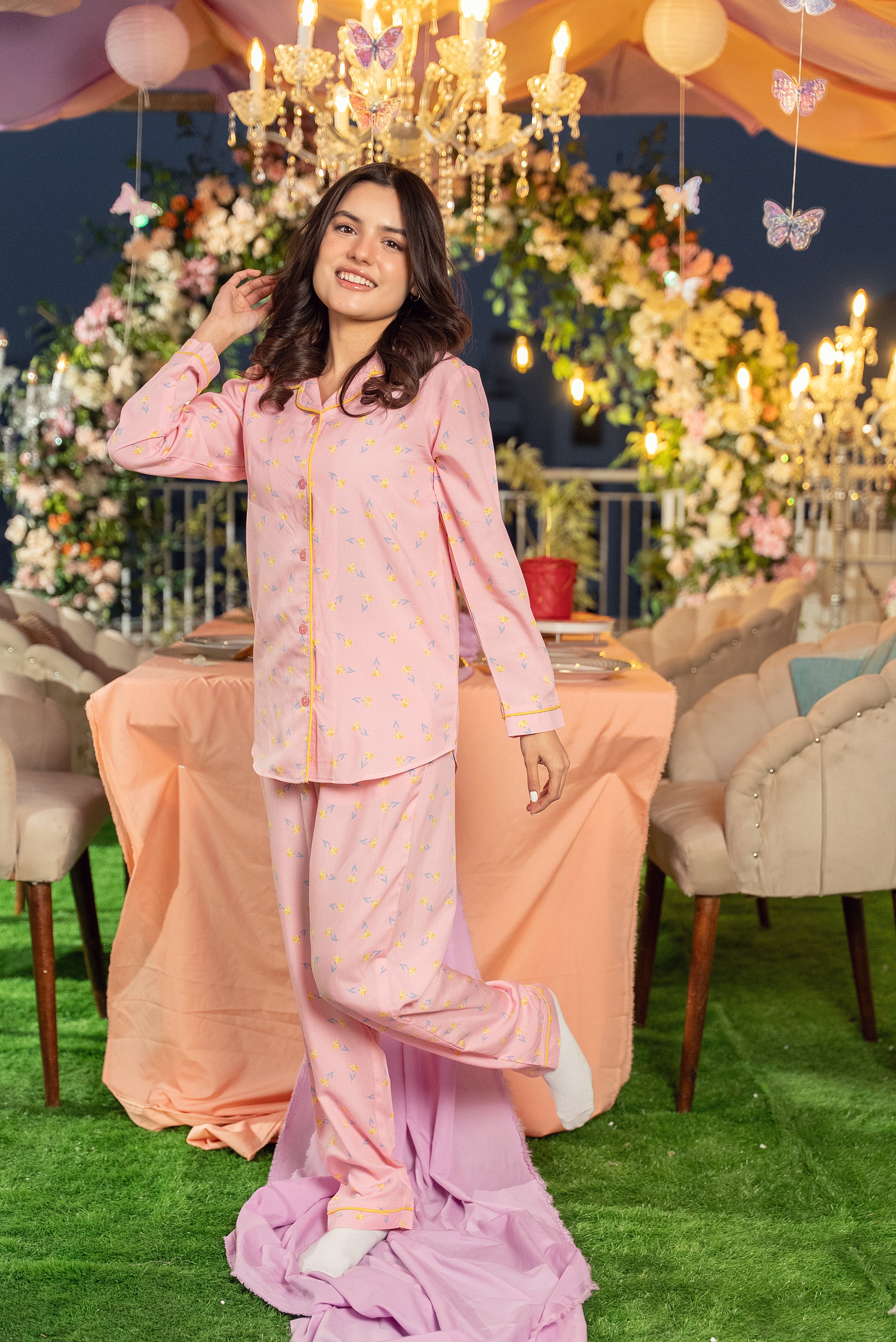 Blush Pink Linen Pajama Set