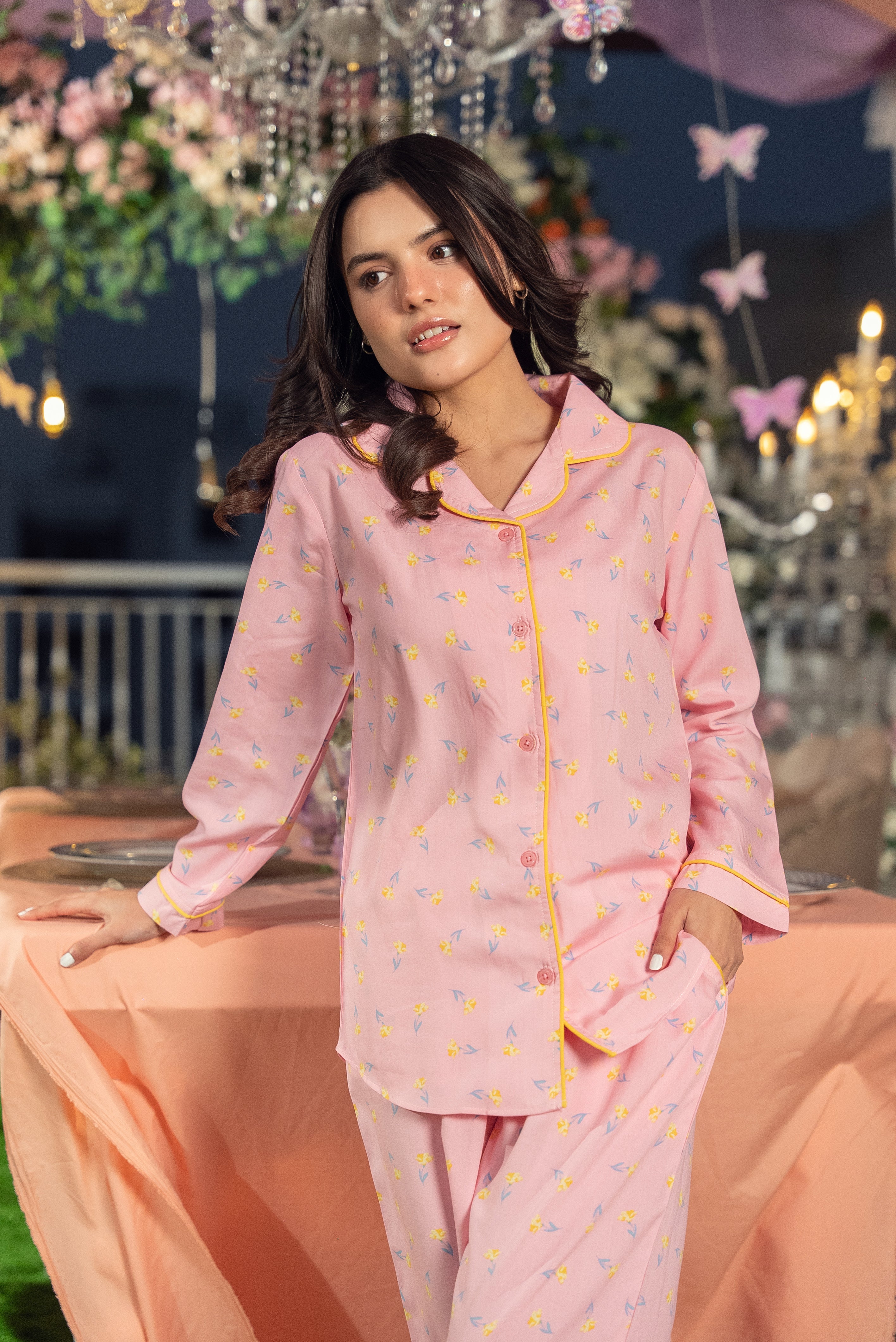 Blush Pink Linen Pajama Set