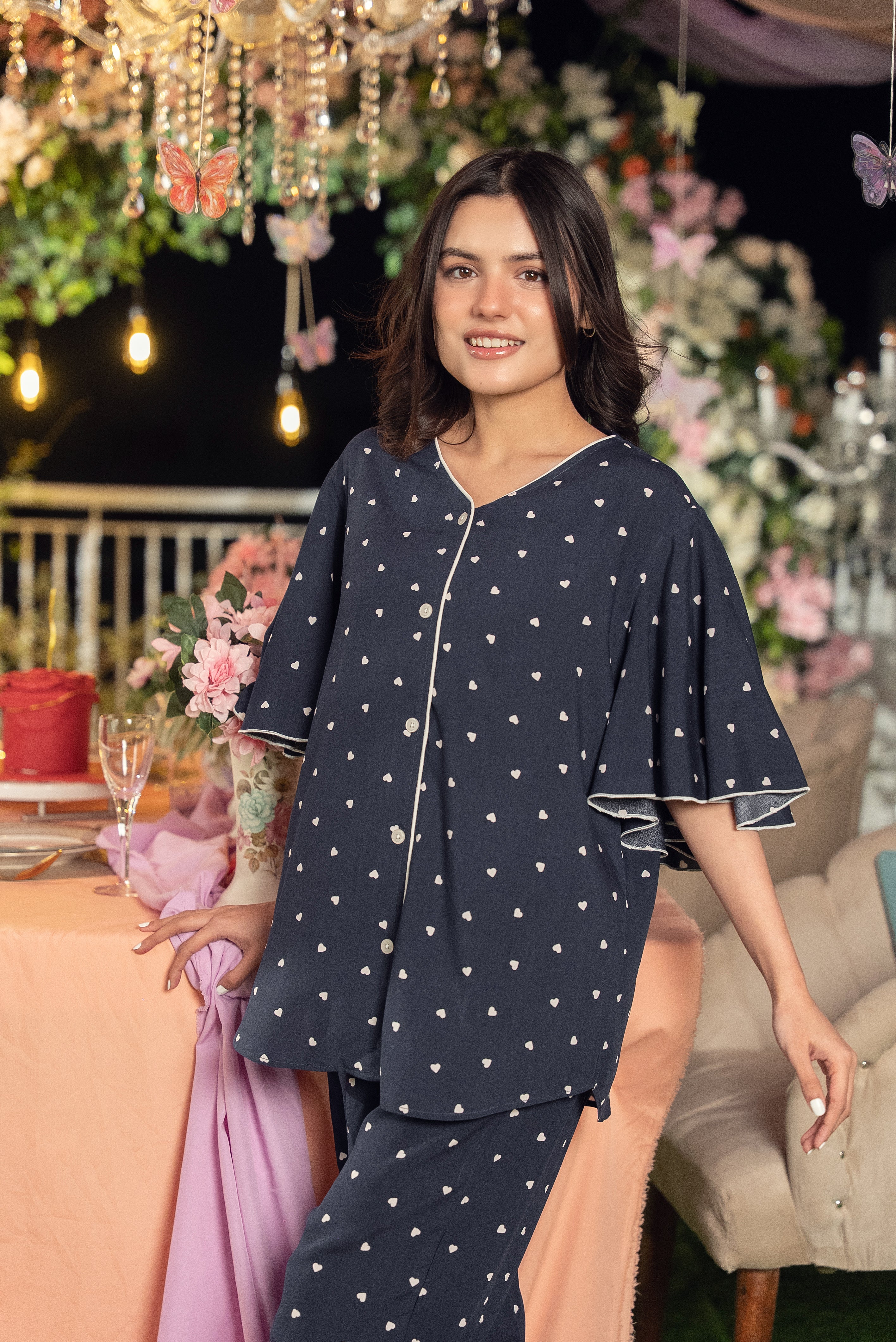 NAVY BLISS LINEN PAJAMA SET