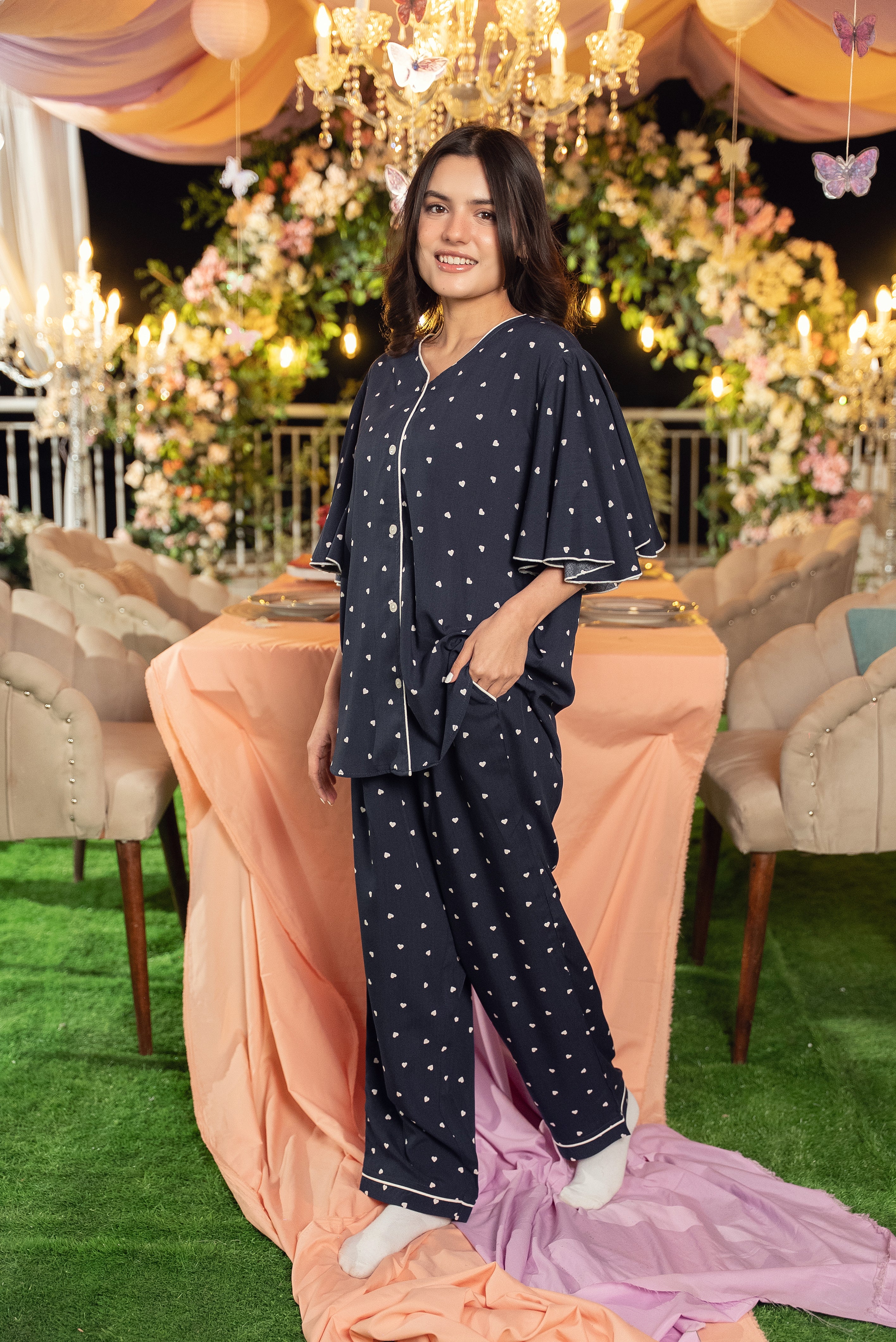 NAVY BLISS LINEN PAJAMA SET