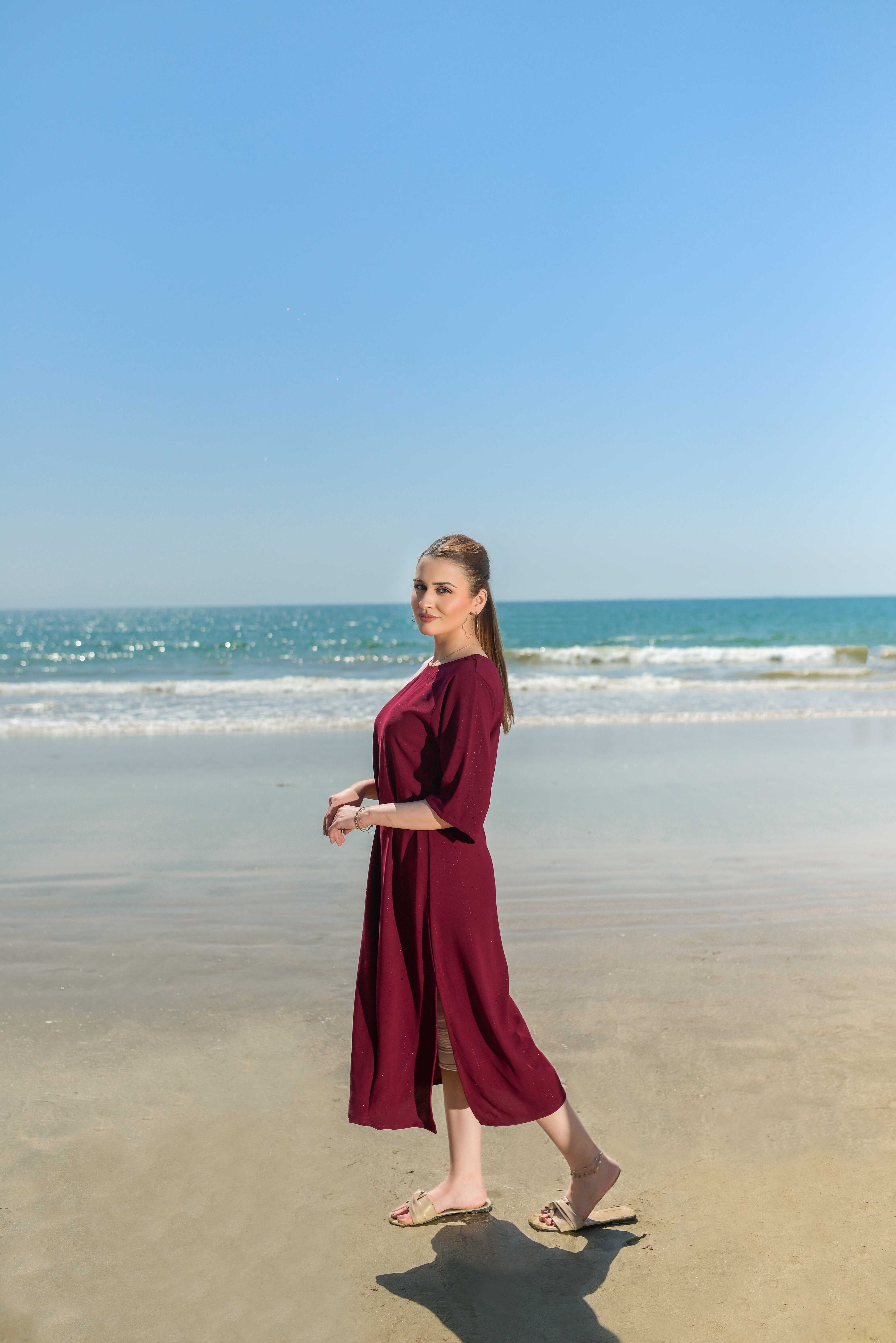 Shimmer Color Block Long Shirt