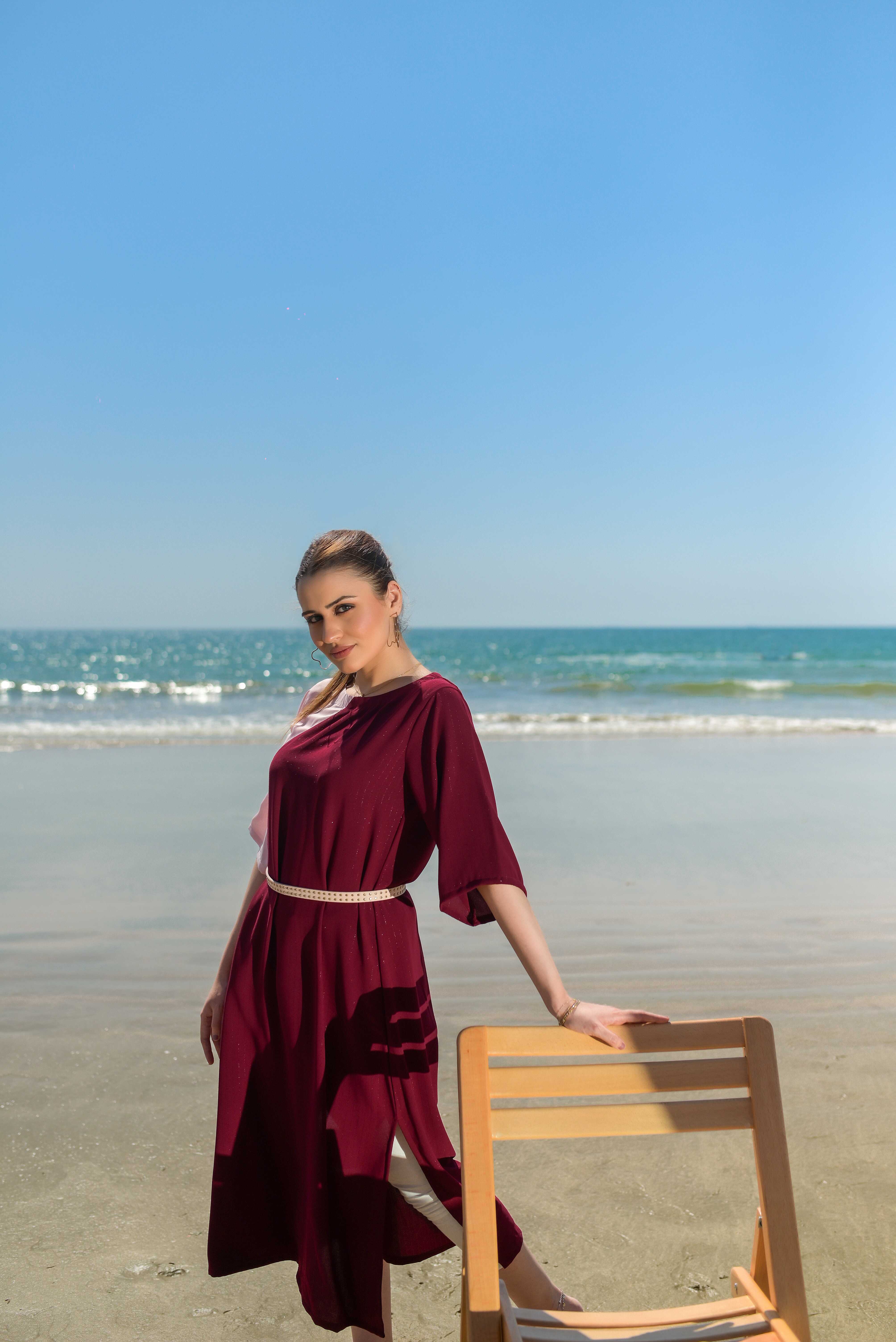 Shimmer Color Block Long Shirt