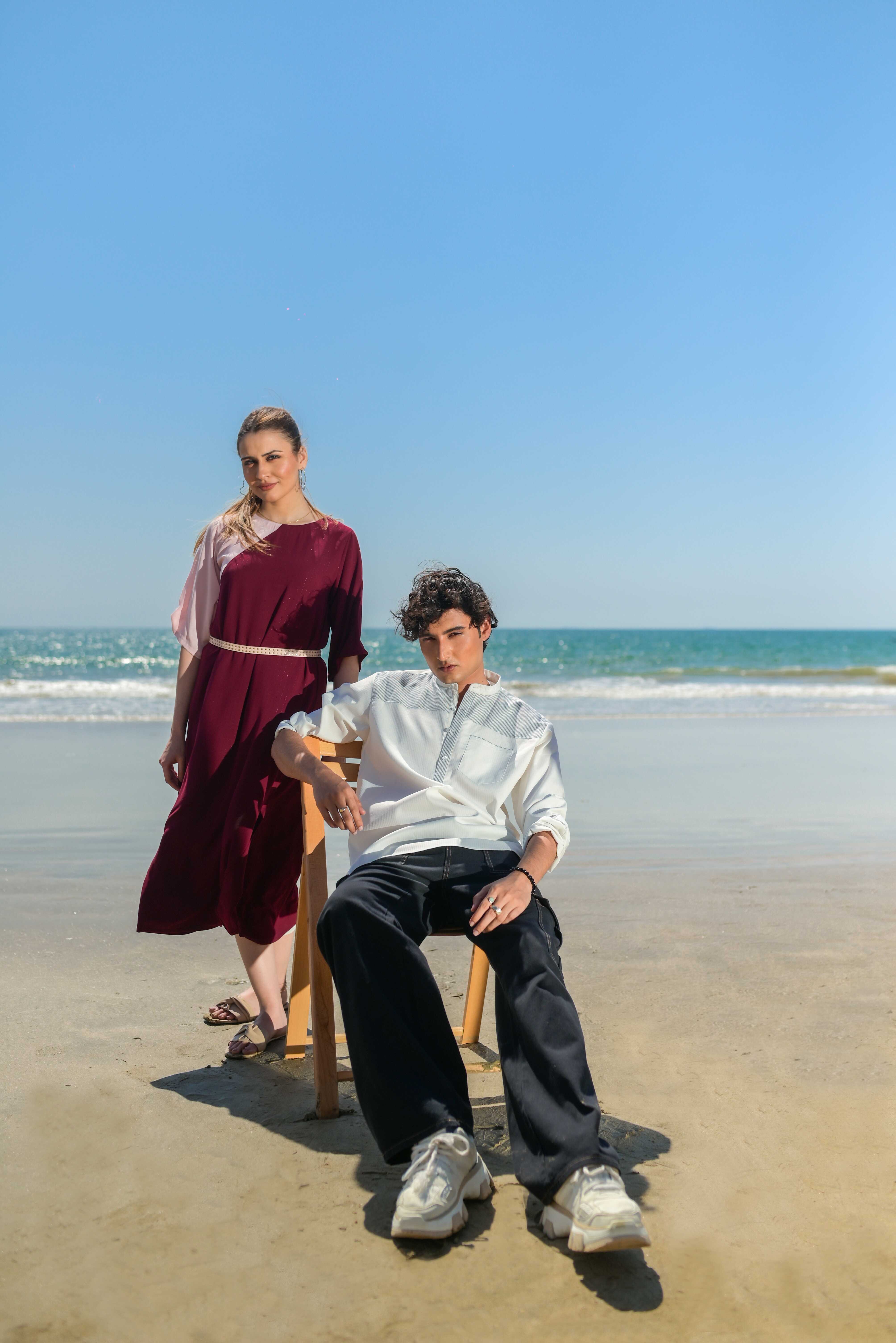 Shimmer Color Block Long Shirt