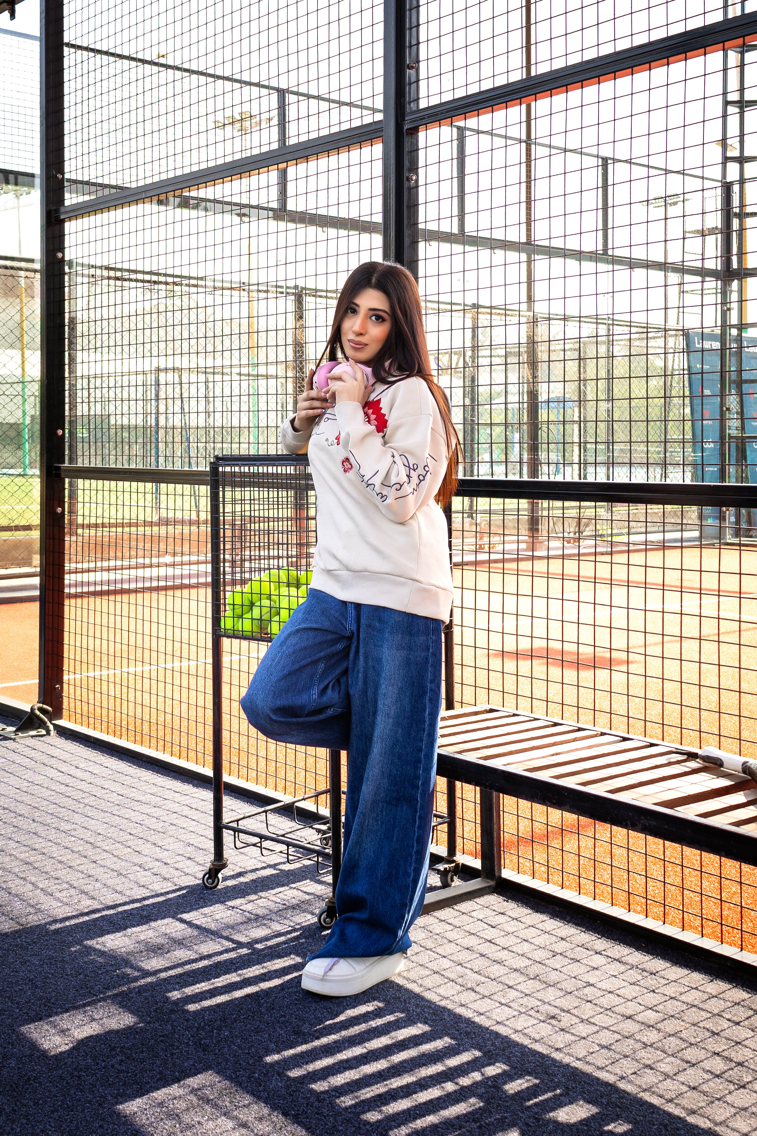 Embroided Crew Neck Sweatshirt