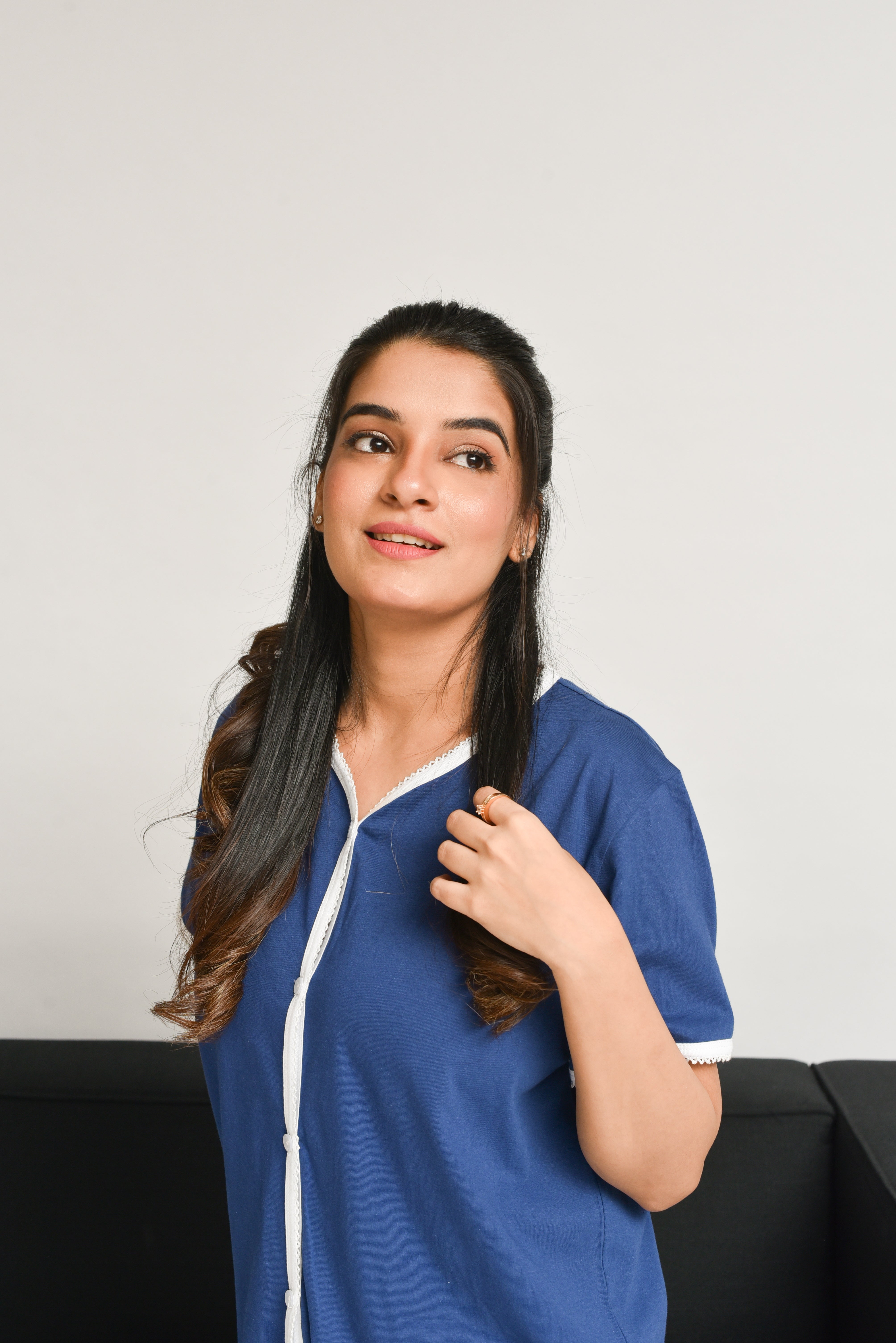 White Lace PJ Set - Blue