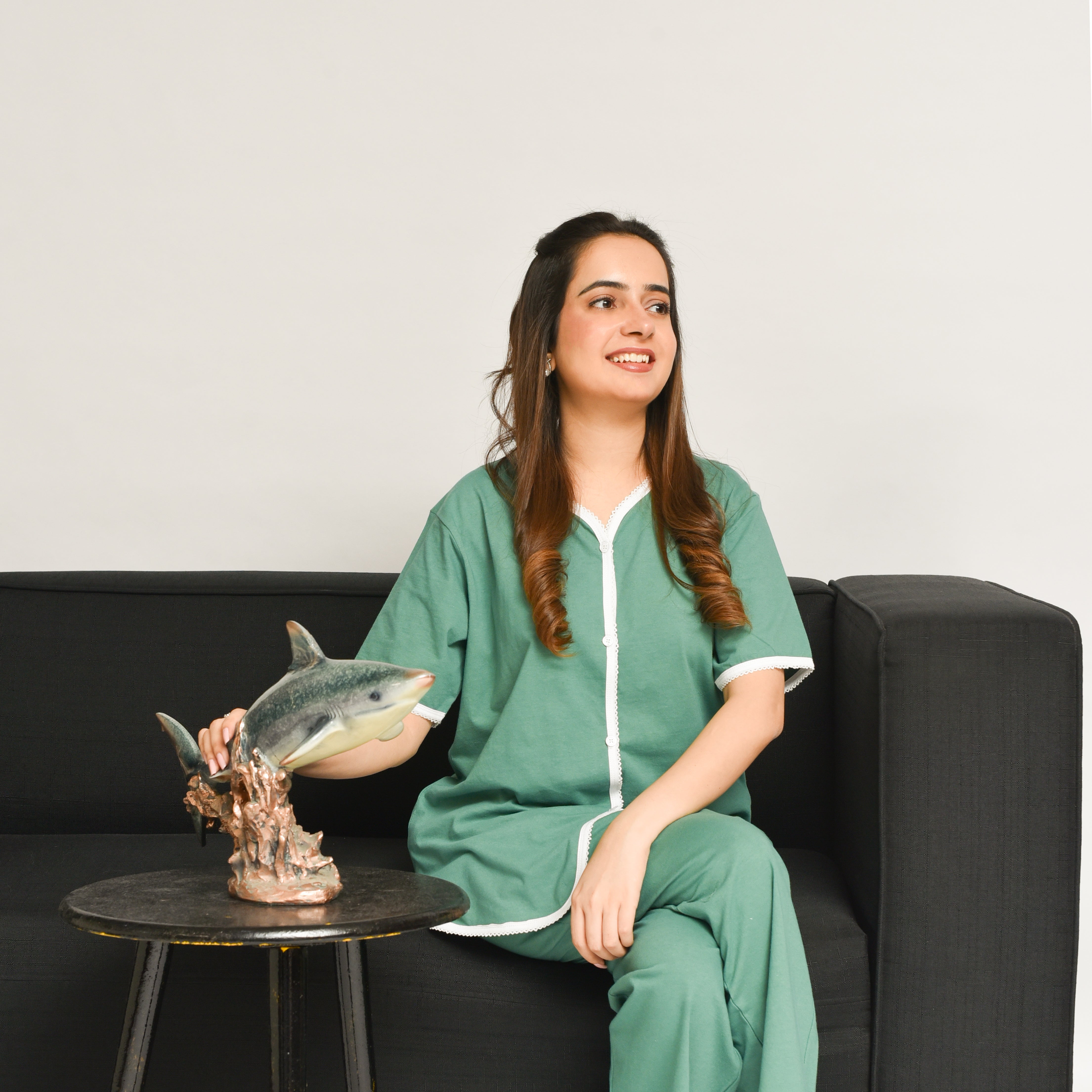 White Lace PJ Set - Green