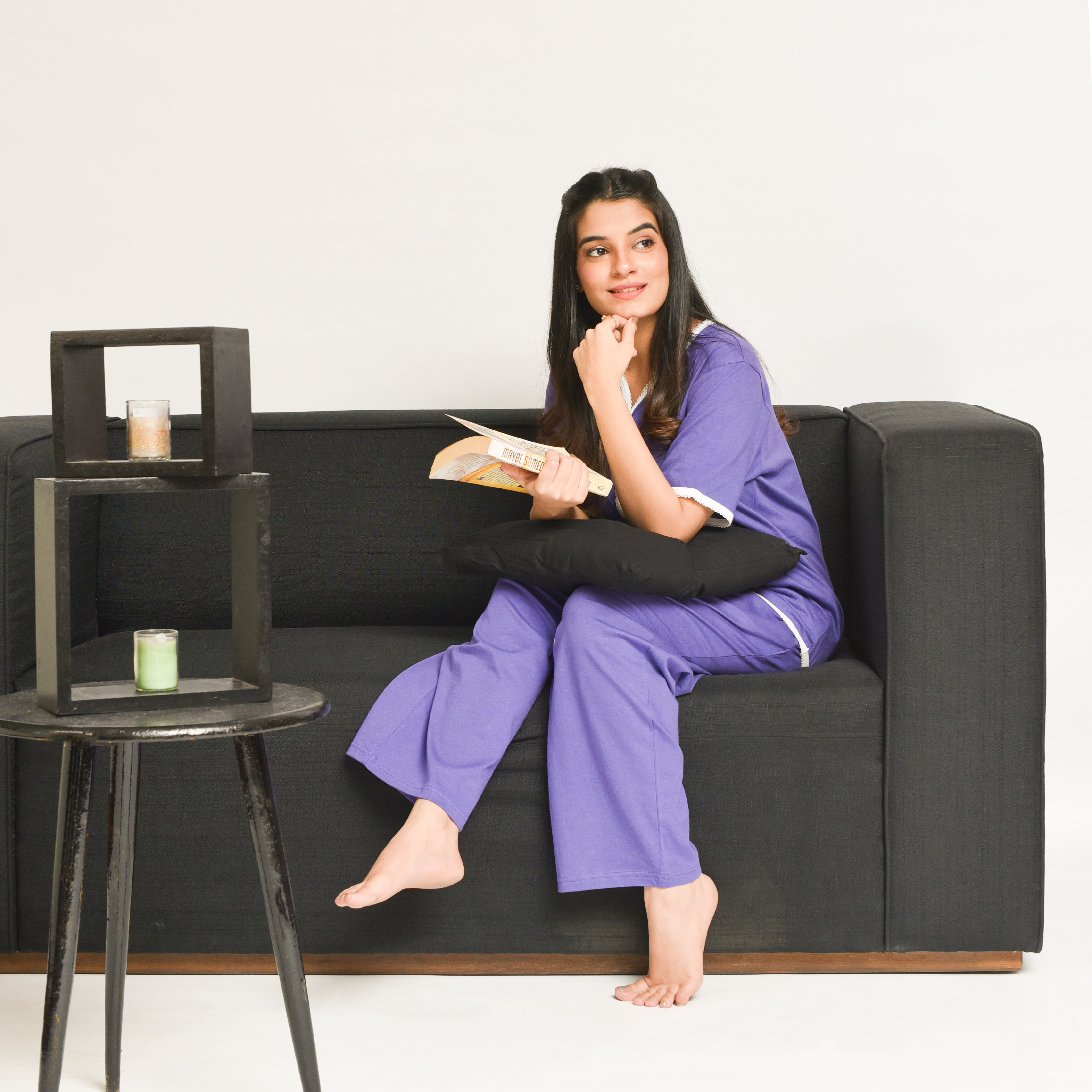 White Lace PJ Set - Purple