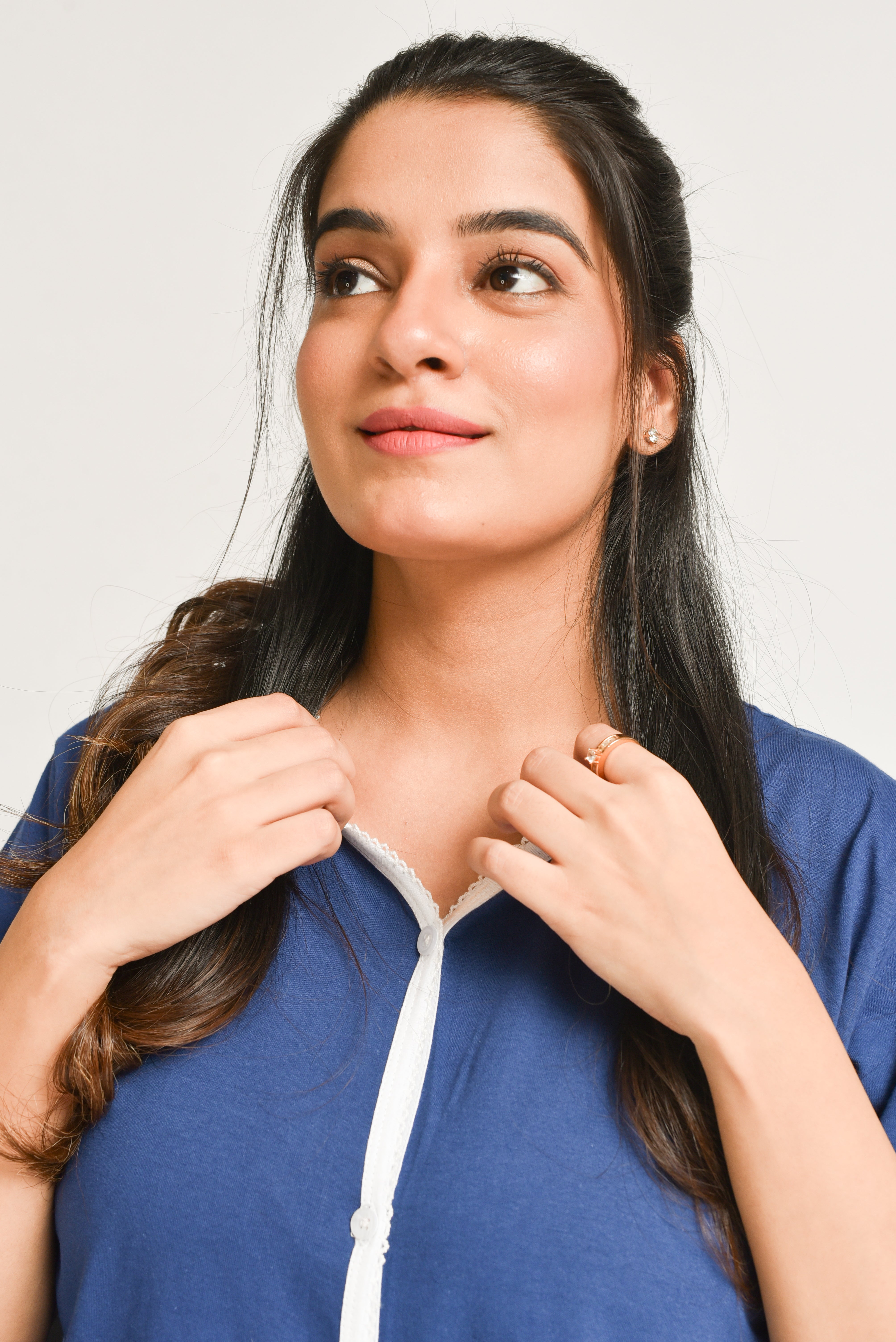 White Lace PJ Set - Blue