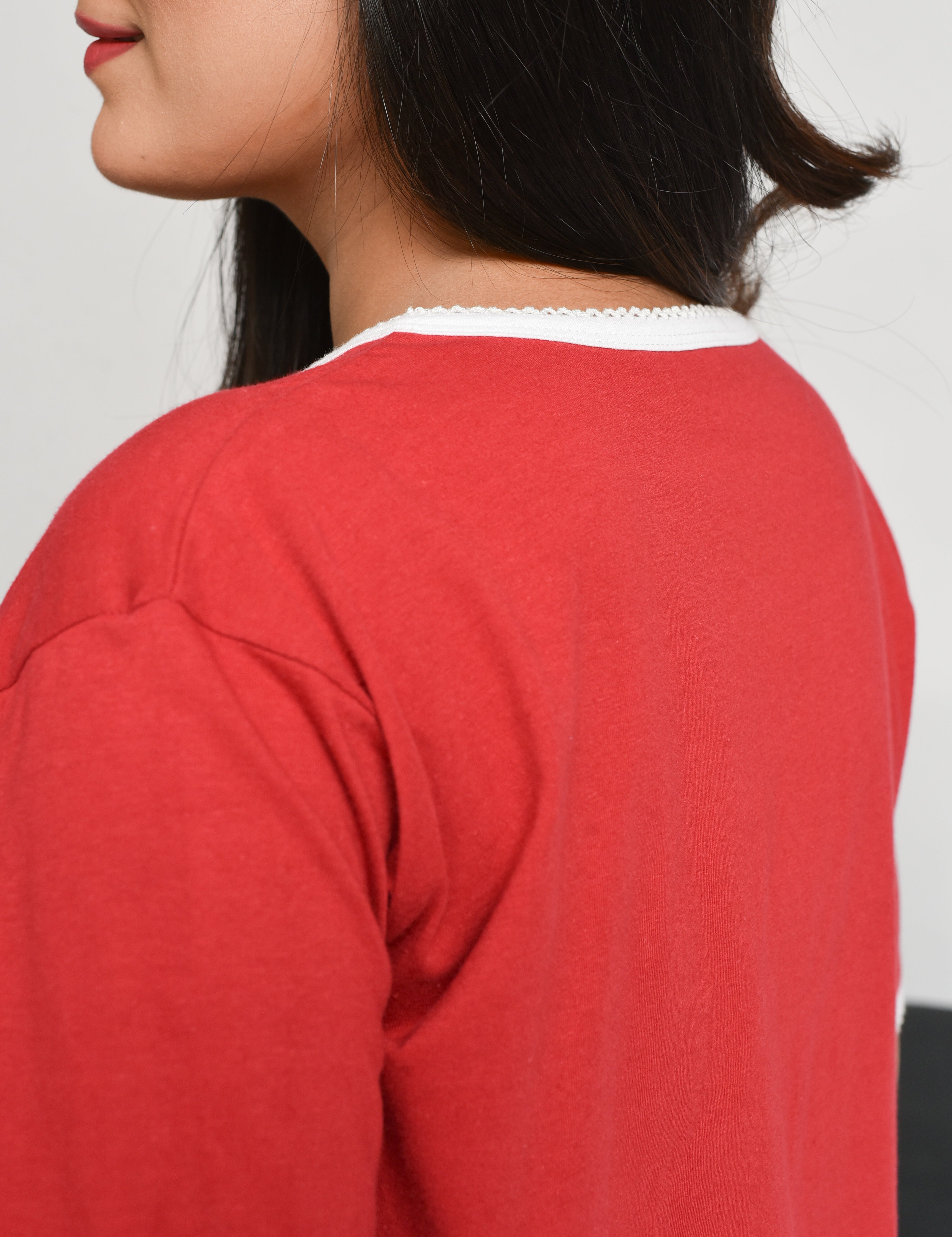 White Lace PJ Set - Red