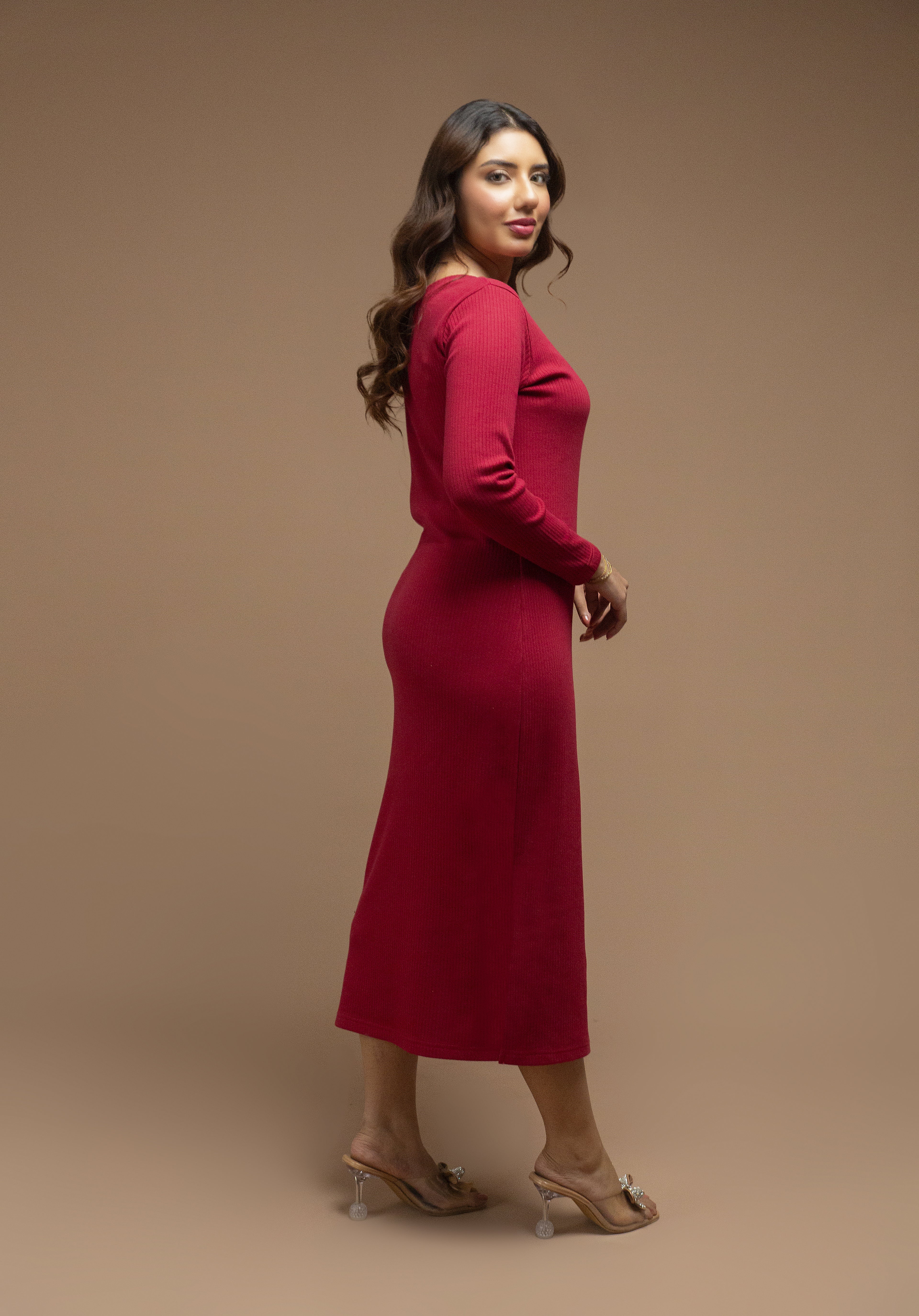 Basic Rib Bodycon - Red