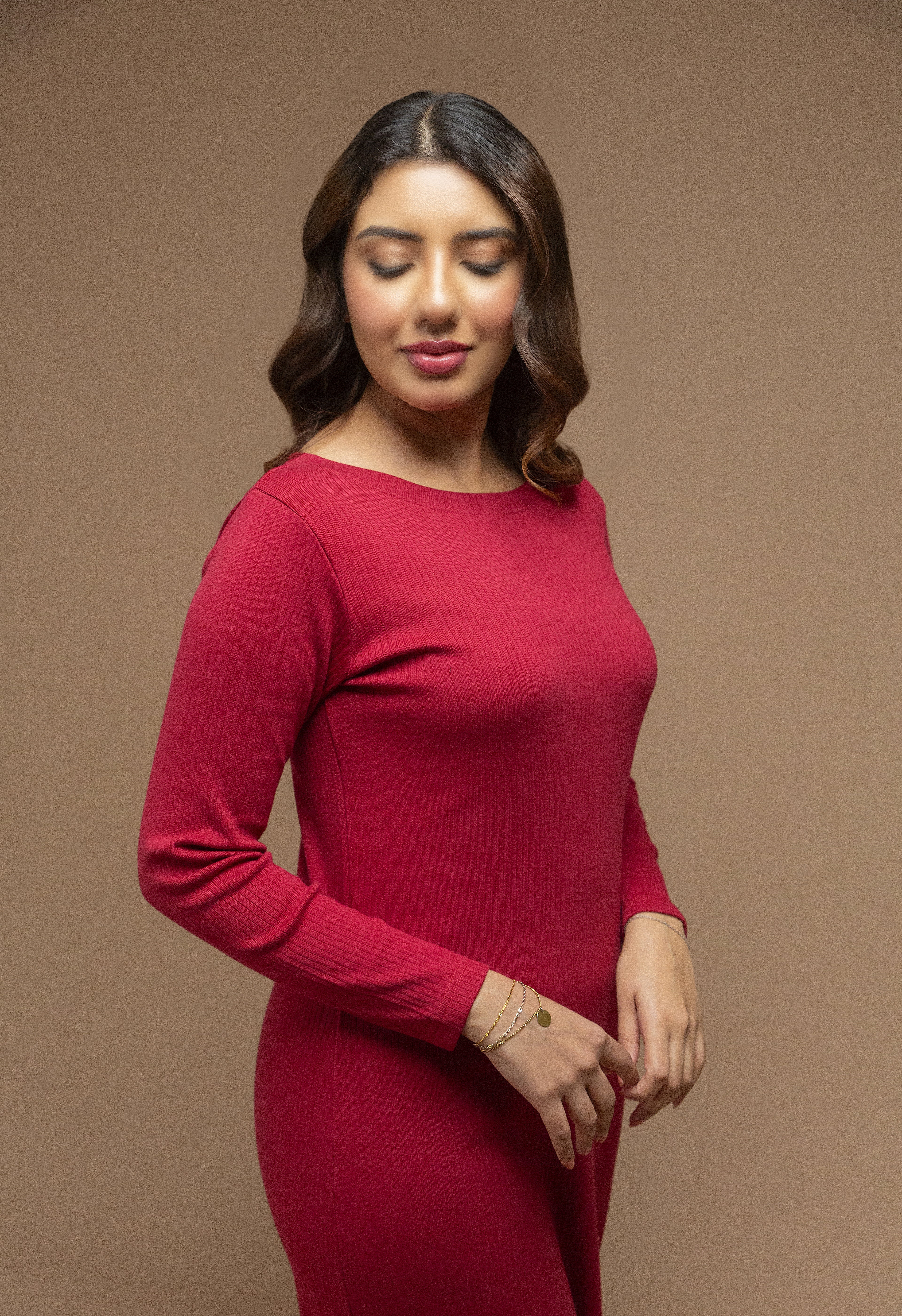 Basic Rib Bodycon - Red