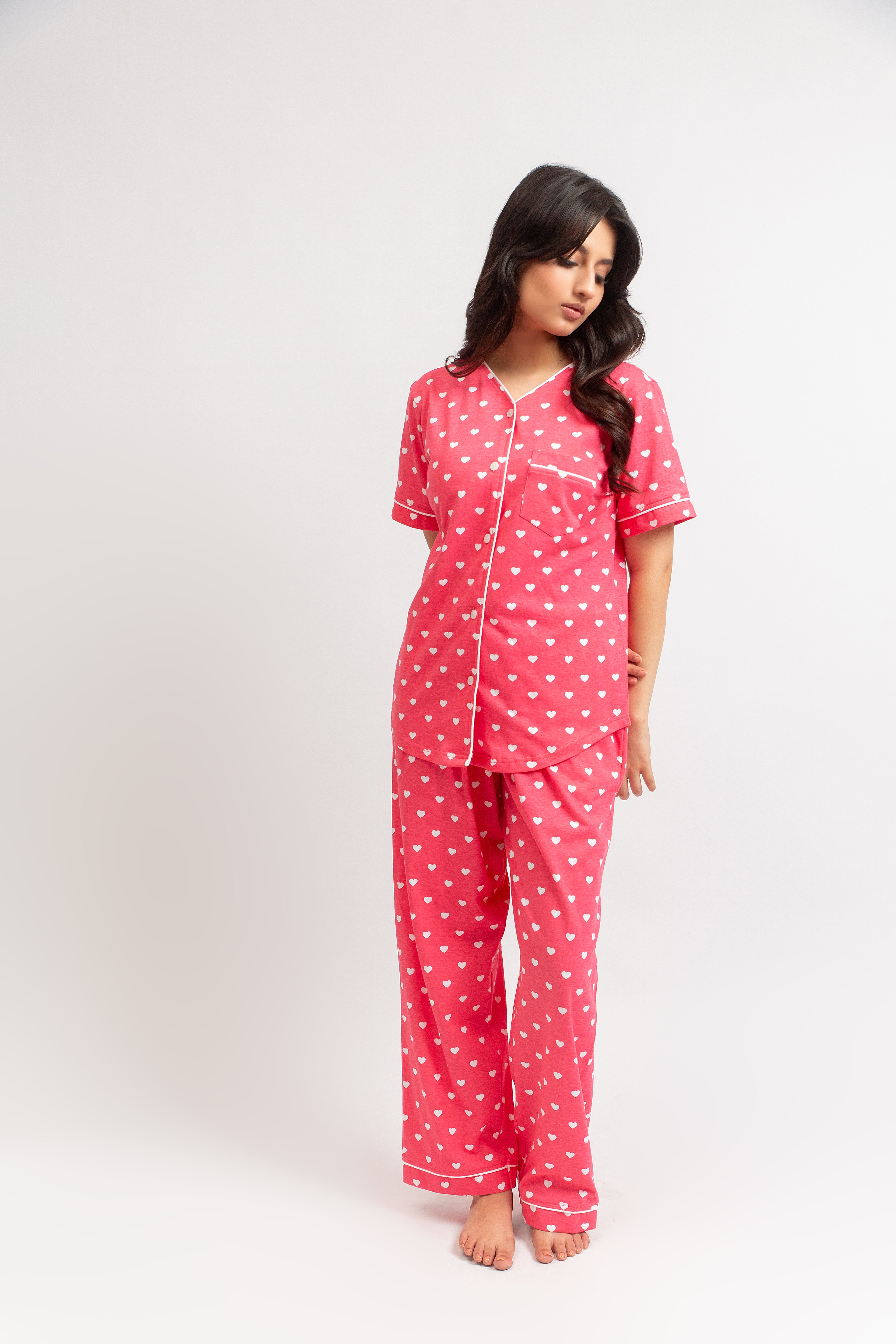 Front Open Pj Set - Pink