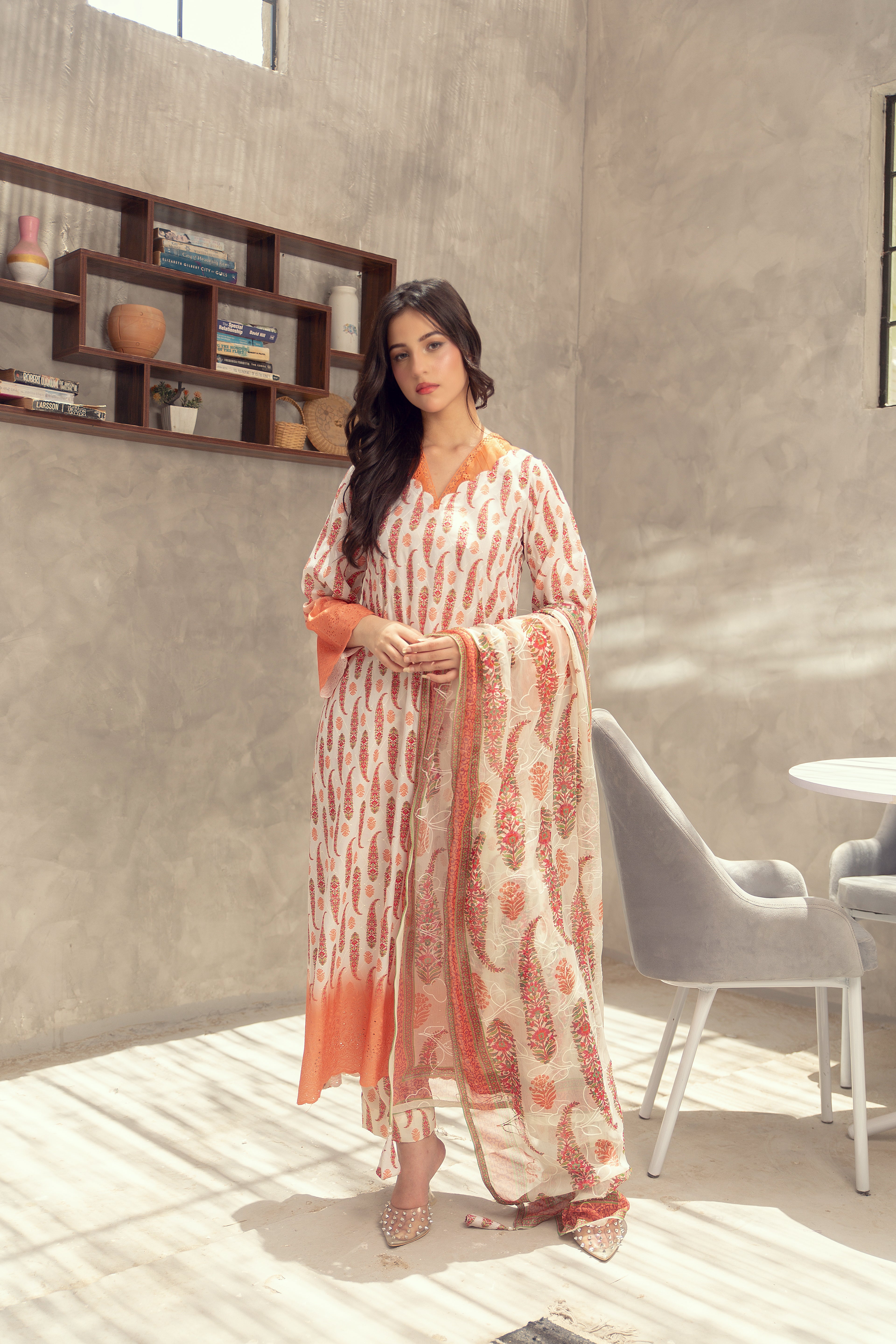 Peach Blossom - 3 Piece Embroidered Suit