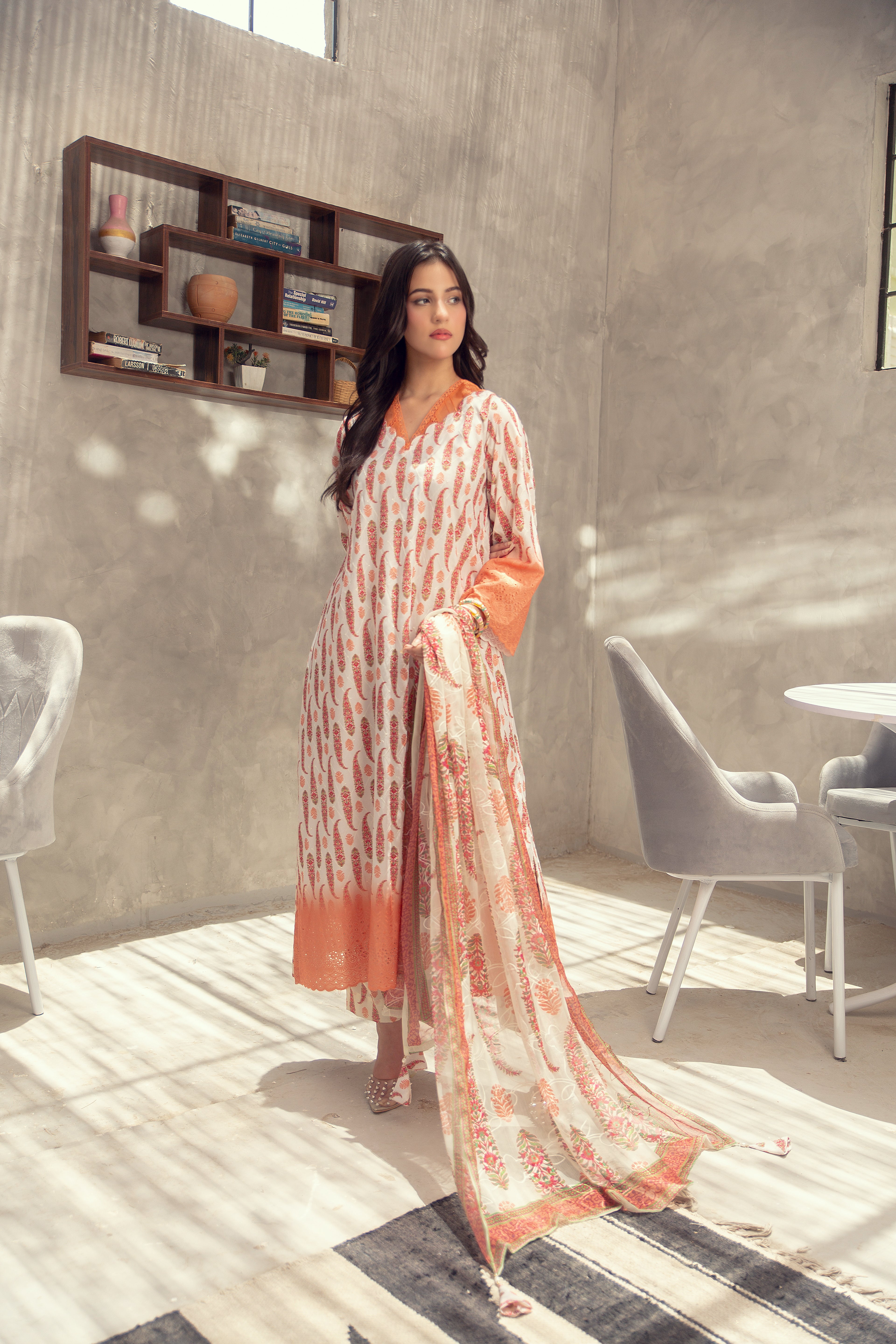 Peach Blossom - 3 Piece Embroidered Suit