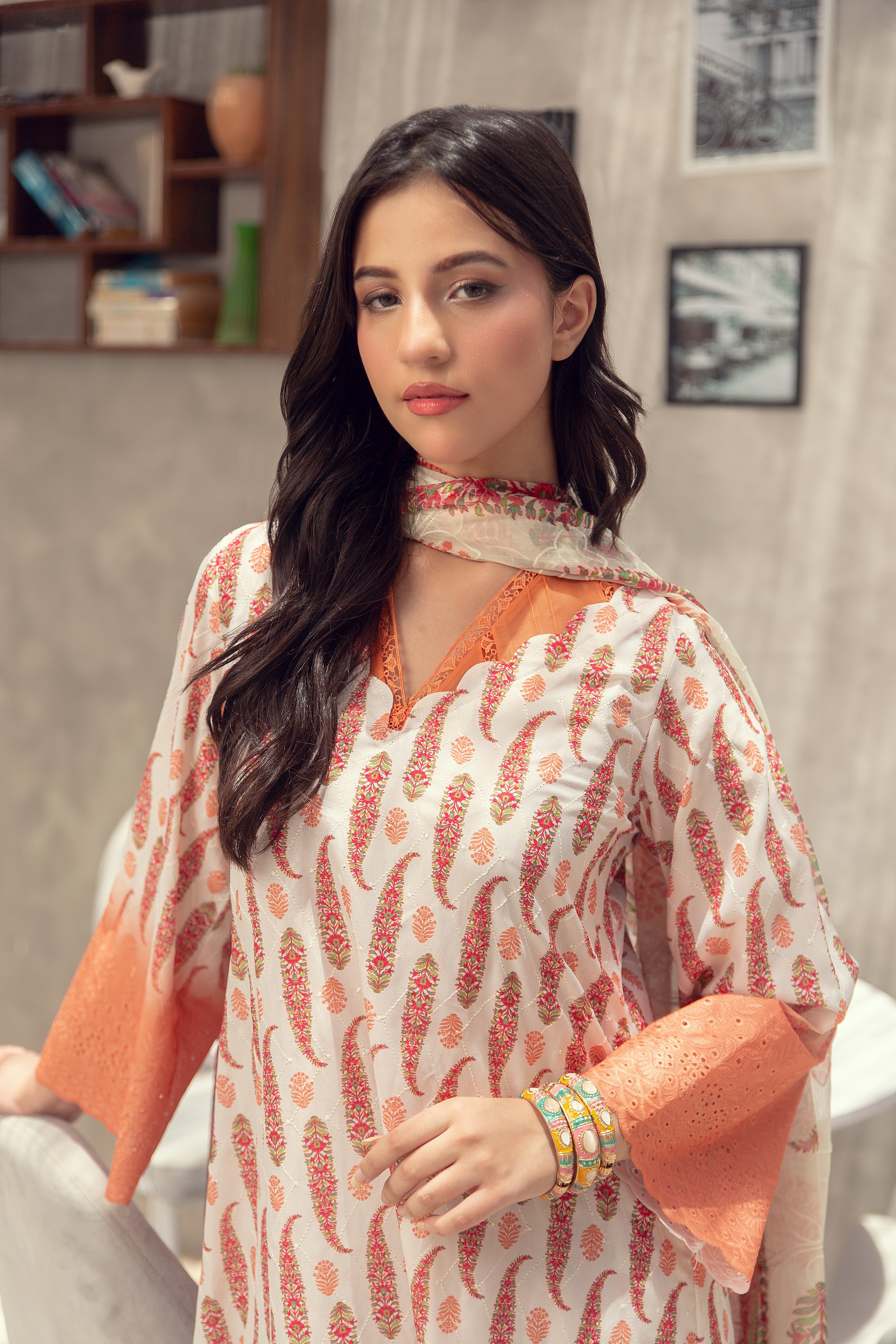 Peach Blossom - 3 Piece Embroidered Suit