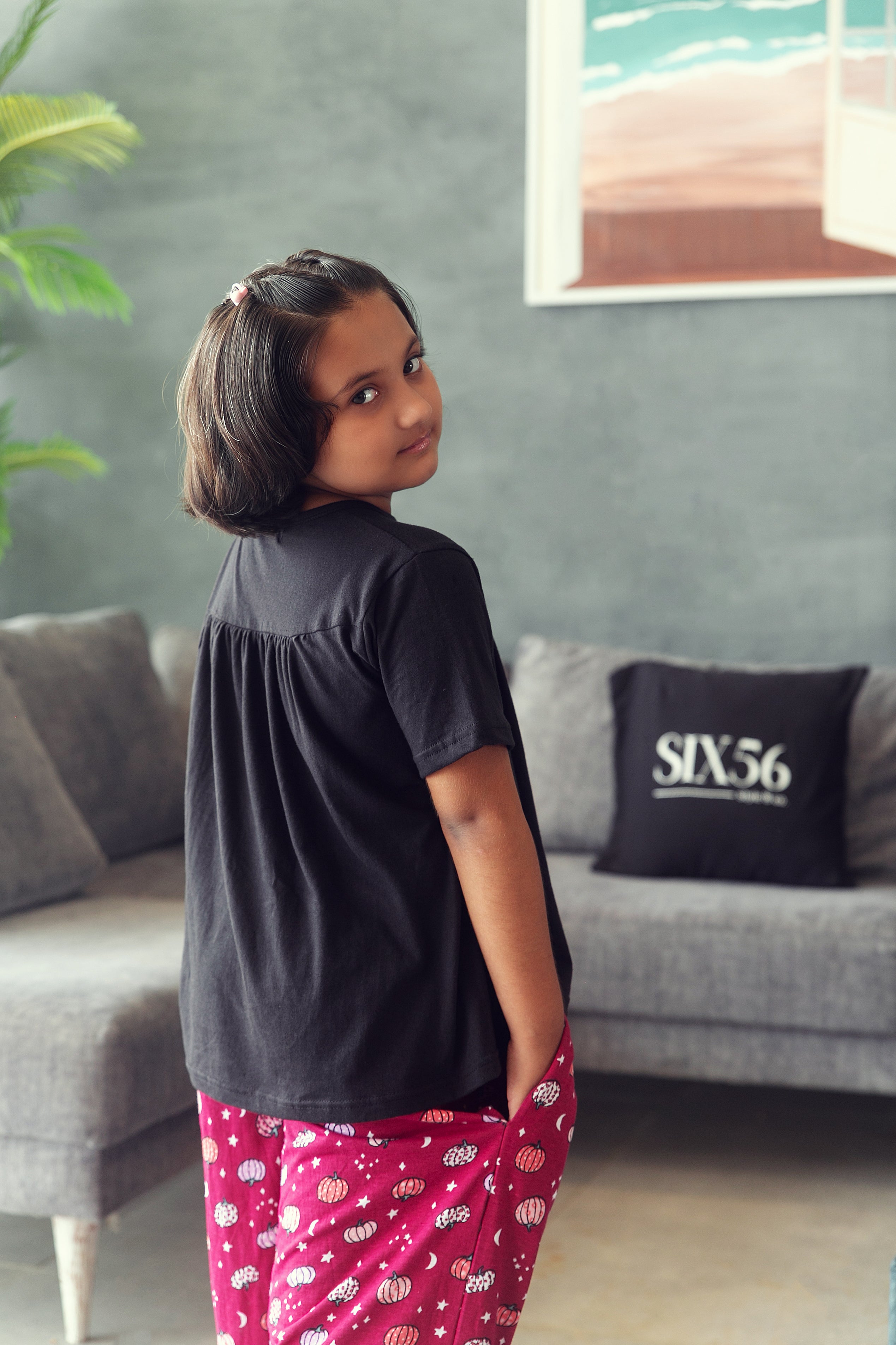 Kids Berry Pumpkin Cotton PJ Set (Black Top)