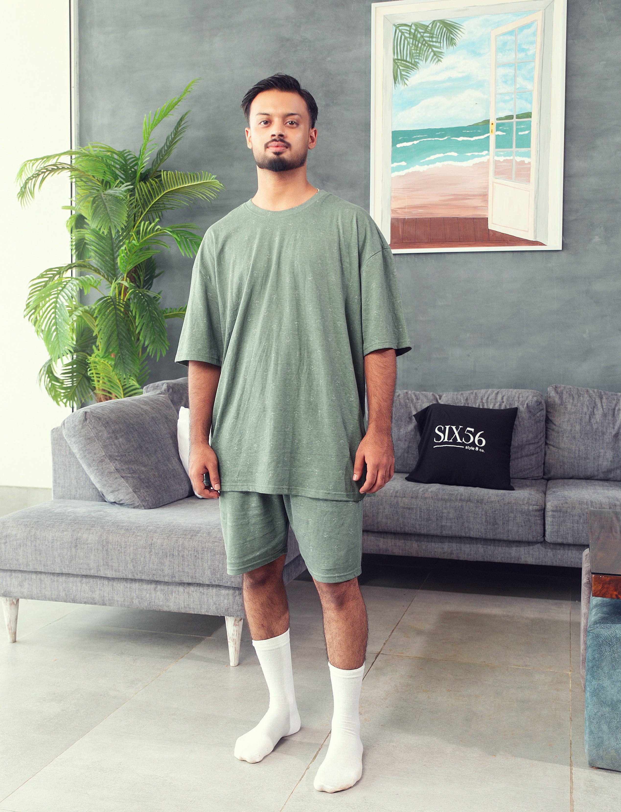 Men's Nightwear - Sea spray Anchor Shorts set