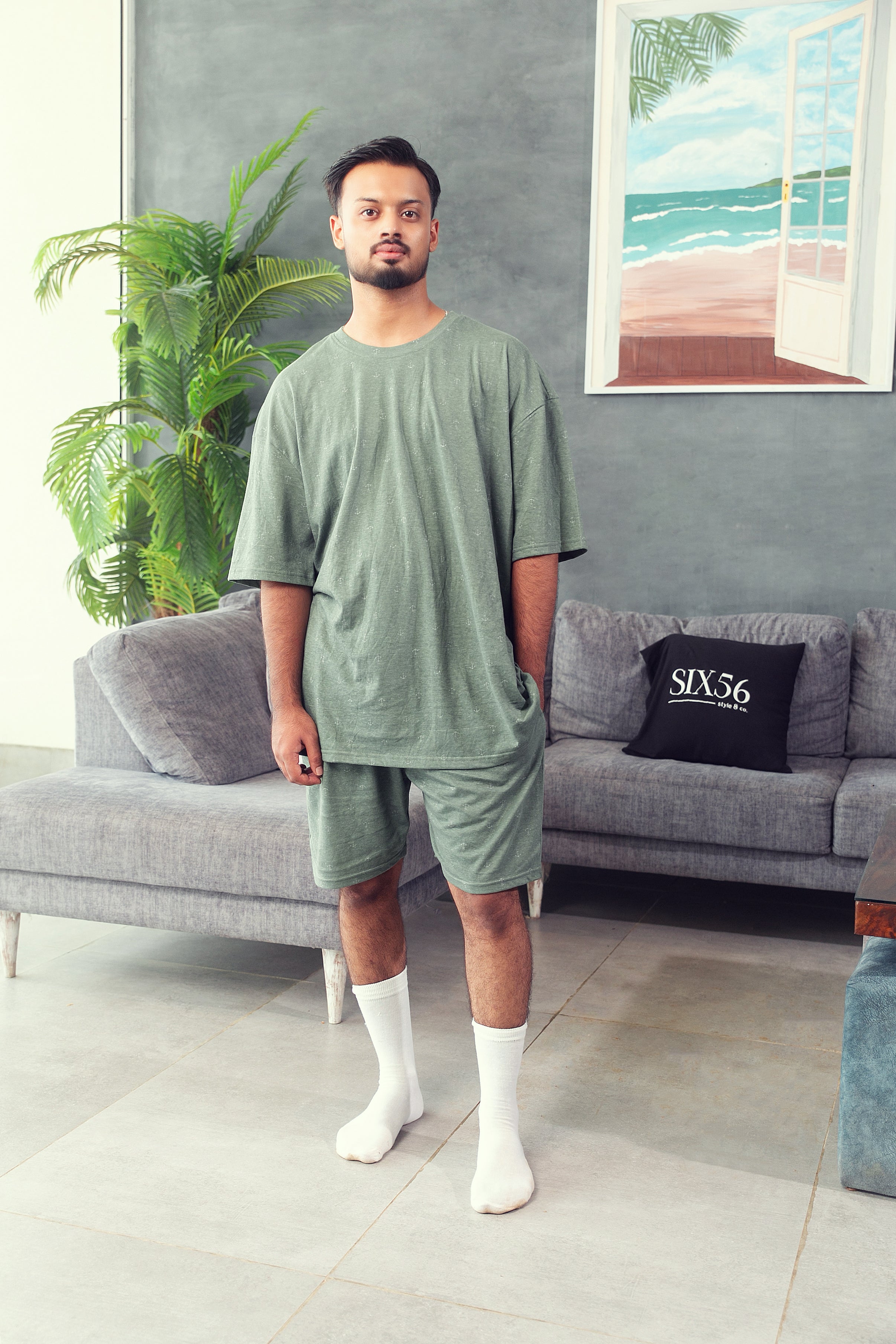 Men's Nightwear - Sea spray Anchor Shorts set