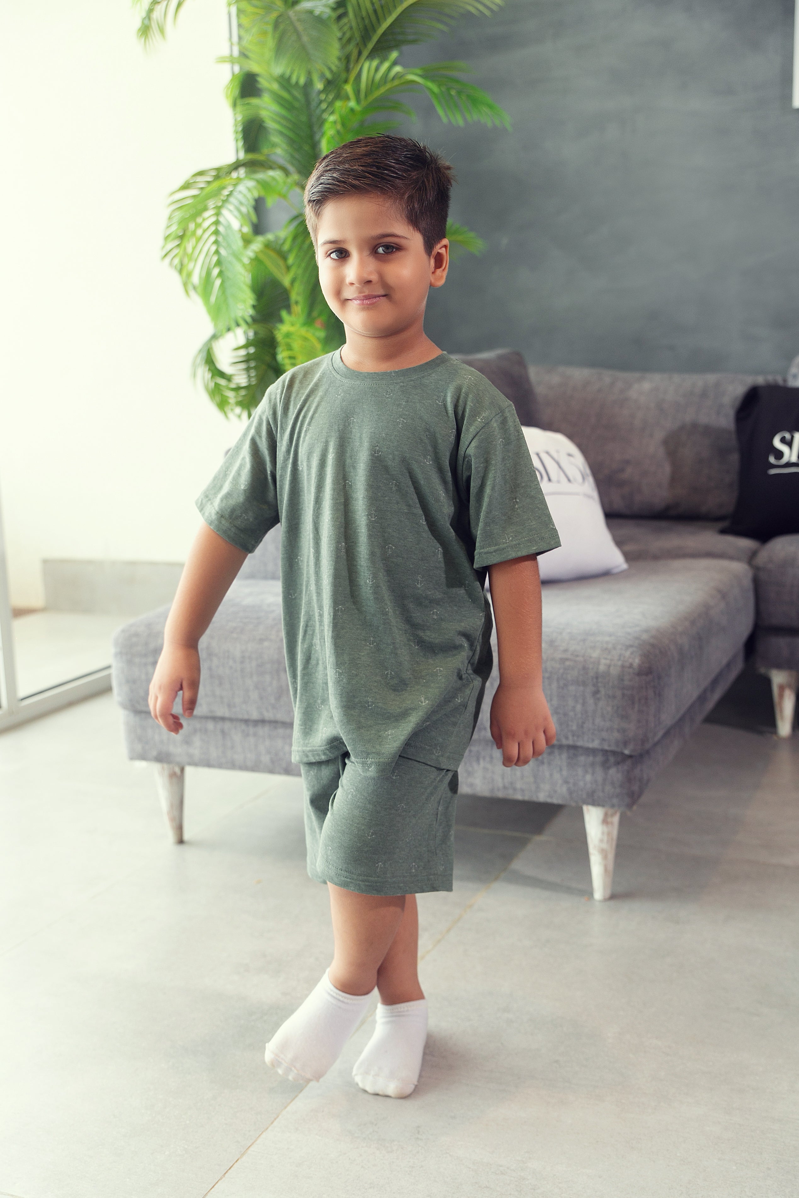 Sea Spray Anchor Shorts Set - Boys