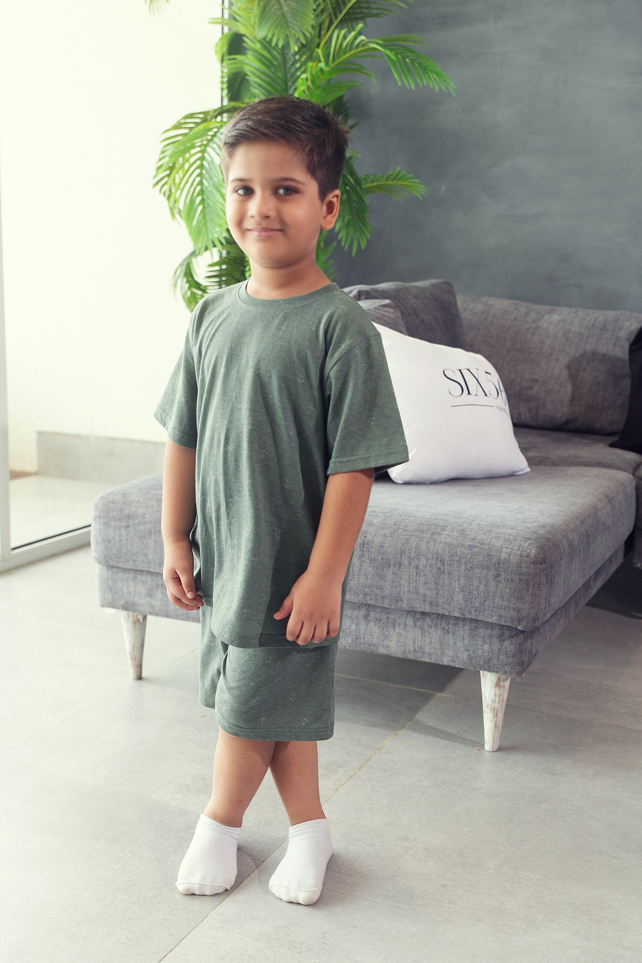 Sea Spray Anchor Shorts Set - Boys