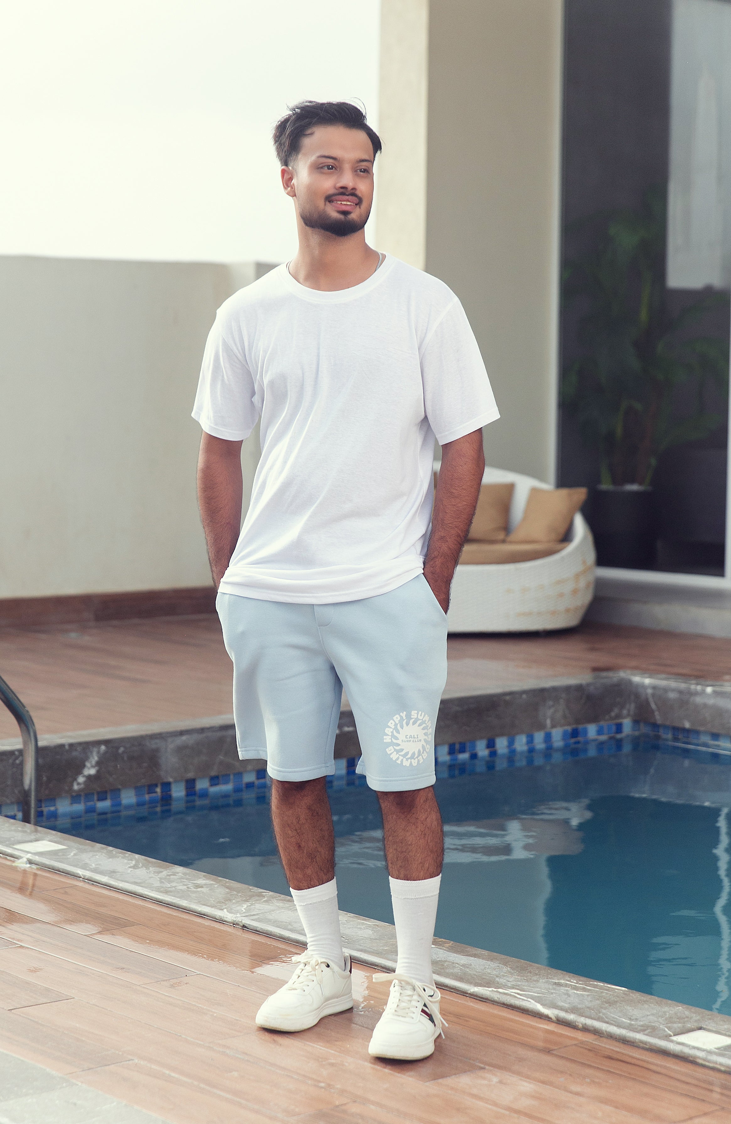 Men’s Premium Fleece Shorts – Relaxed Fit Casual Lounge Shorts (Sky Blue)