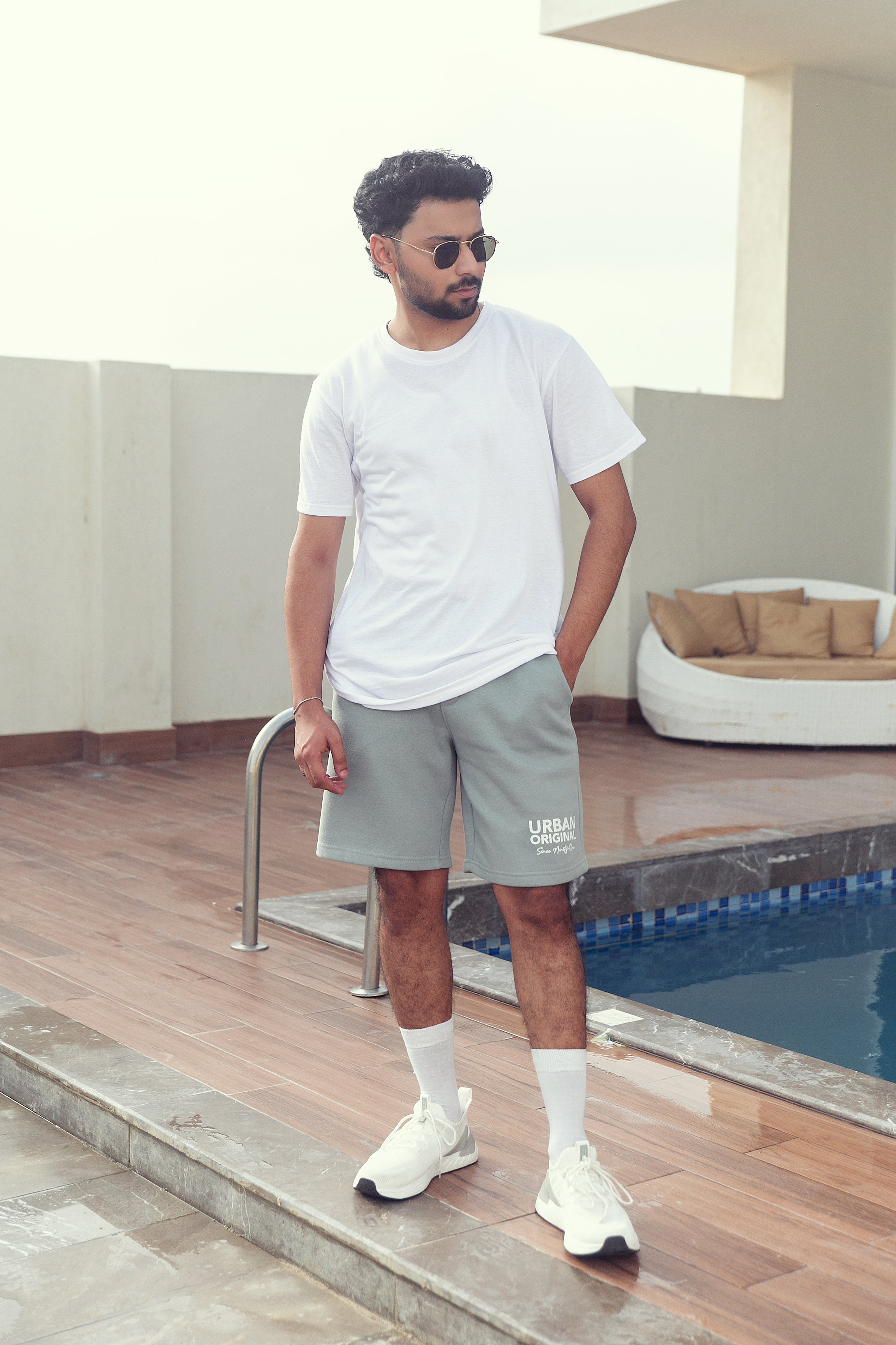 Men’s Premium Fleece Shorts – Relaxed Fit Casual Lounge Shorts (Light Green)