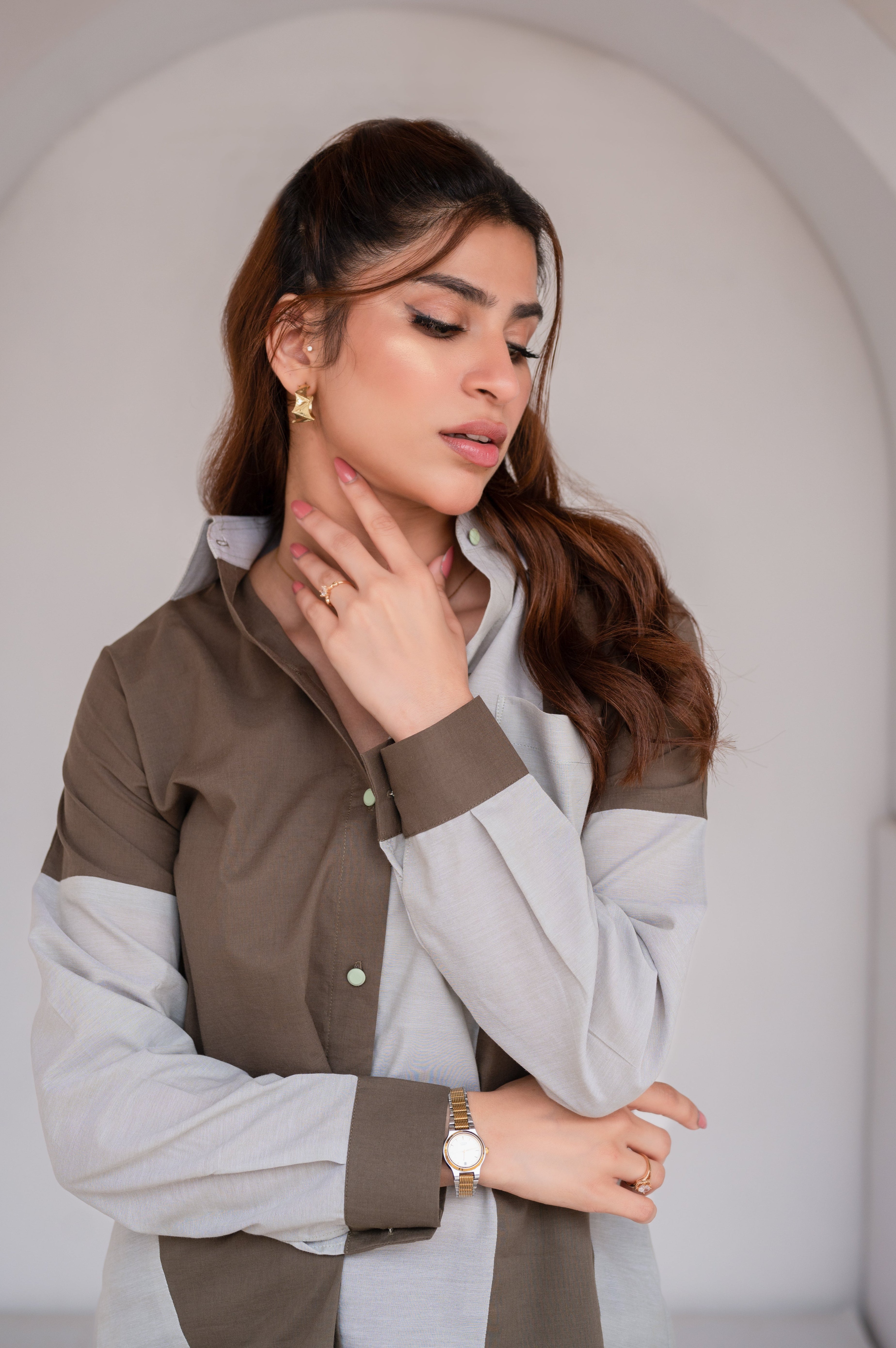 Color Block Top - Olive Green